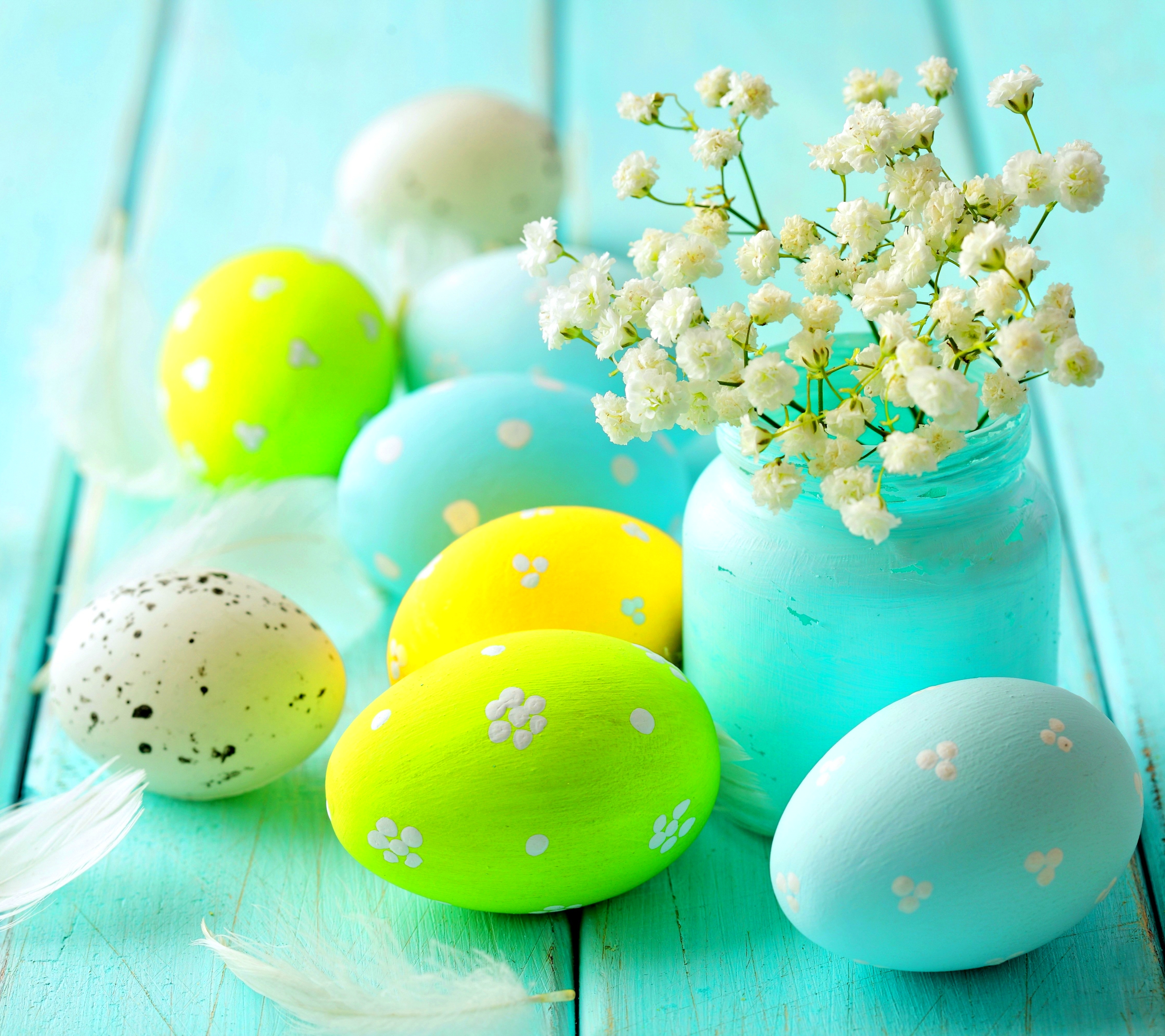 Free download wallpaper Easter, Feather, Flower, Holiday, Easter Egg on your PC desktop