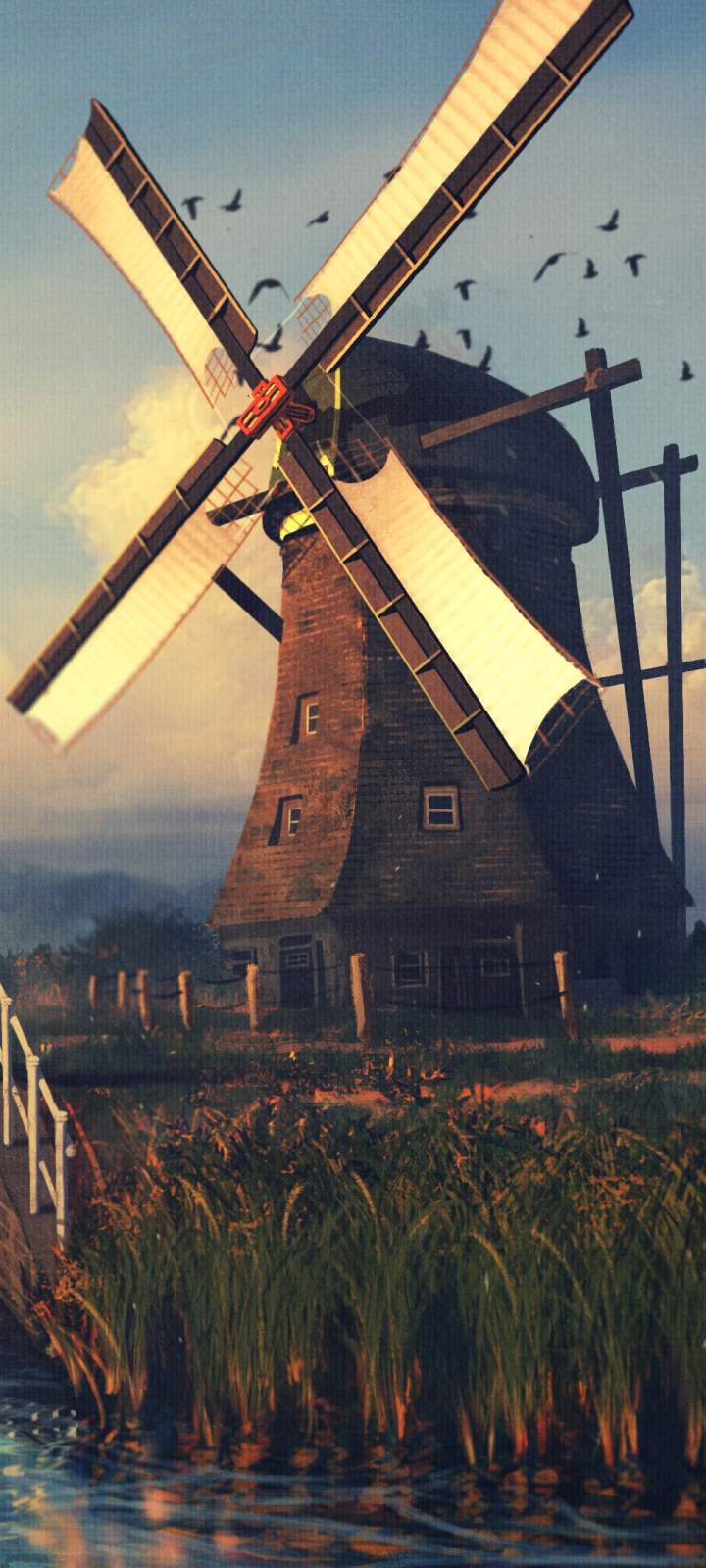 Download mobile wallpaper Anime, Windmill, Original for free.