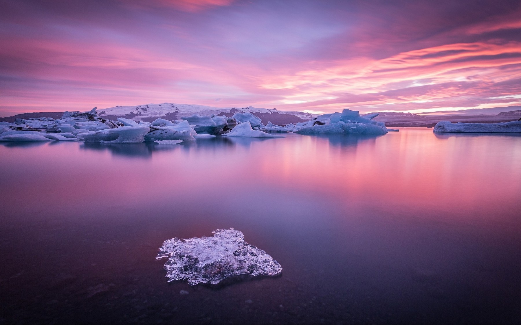 Скачать обои бесплатно Зима, Лед, Озеро, Земля/природа, Закат Солнца картинка на рабочий стол ПК
