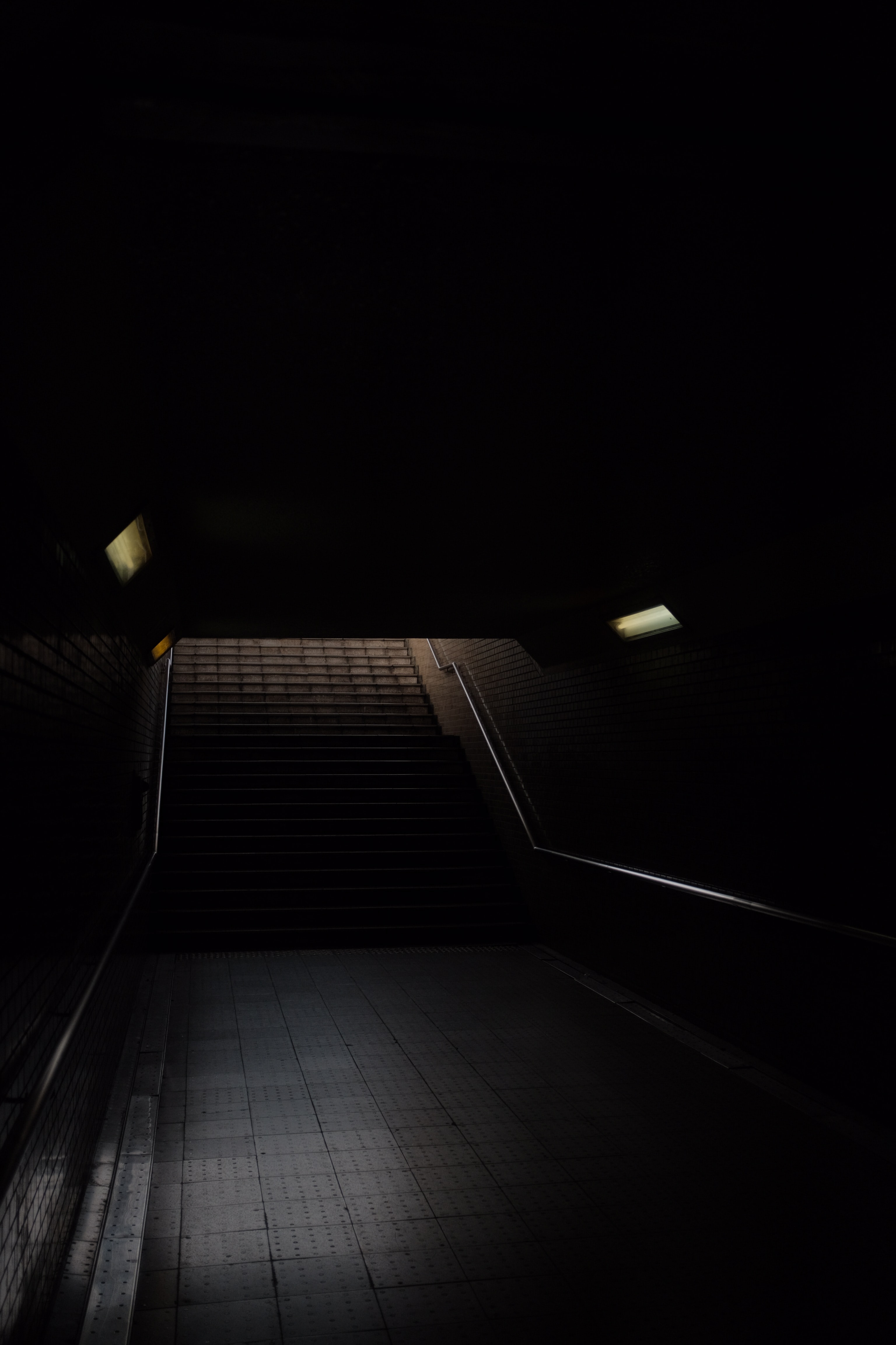 Download mobile wallpaper Ladder, Tunnel, Stairs, Darkness, Dark for free.