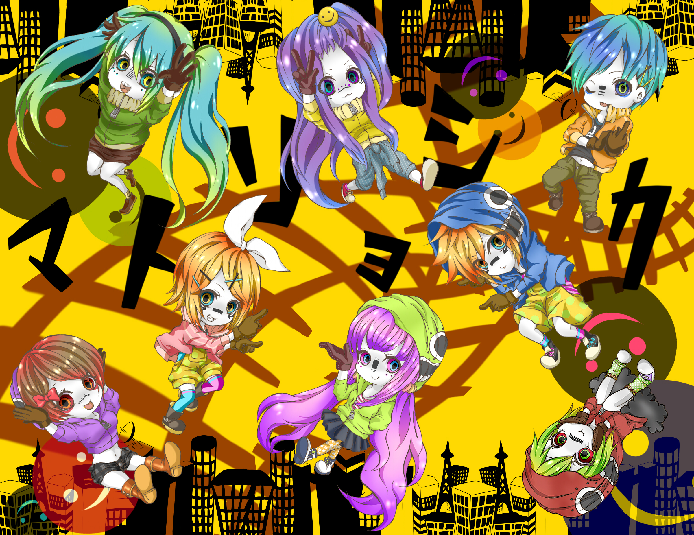 Download mobile wallpaper Anime, Vocaloid, Hatsune Miku, Rin Kagamine, Gumi (Vocaloid), Kaito (Vocaloid), Len Kagamine, Meiko (Vocaloid), Kamui Gakupo, Yuzuki Yukari for free.