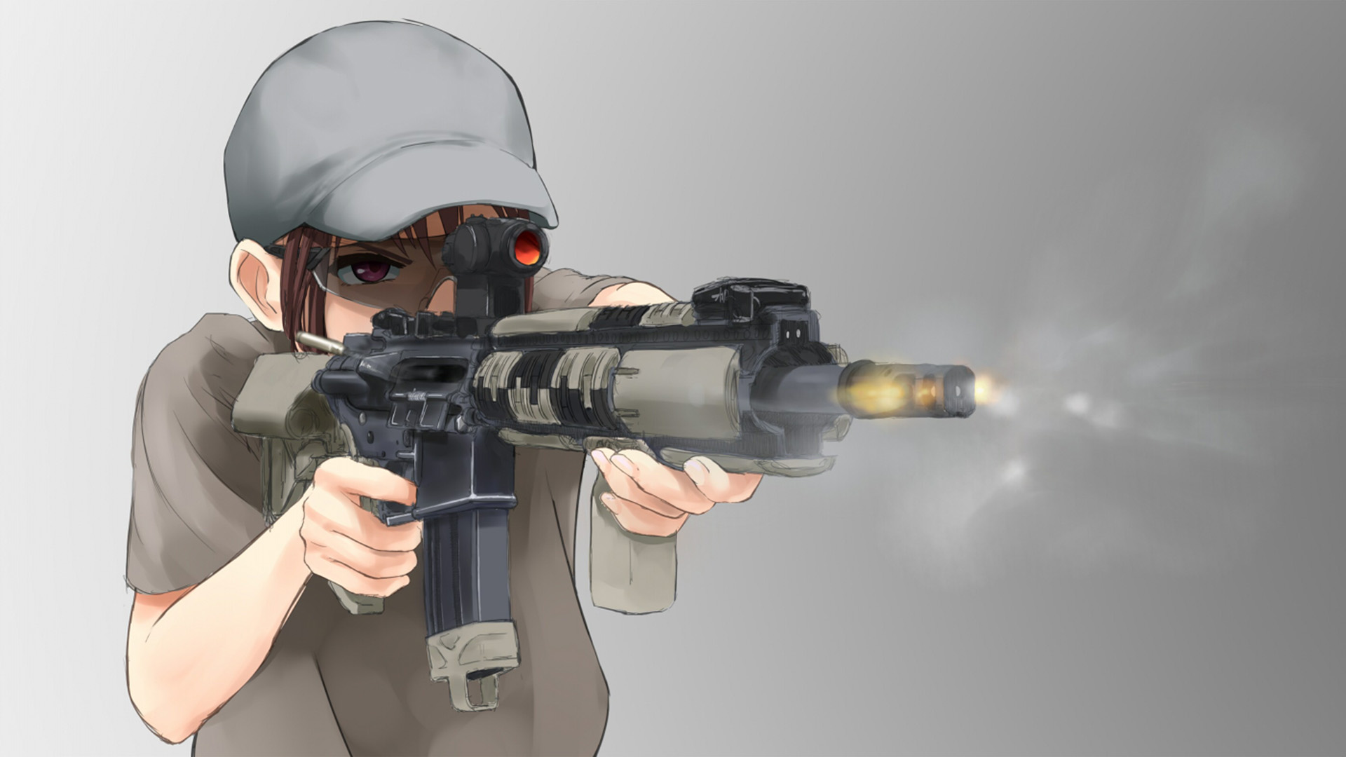 771139 скачать обои аниме, оригинал, пистолет, шляпа, хеклер и кох hk416, оружие - заставки и картинки бесплатно