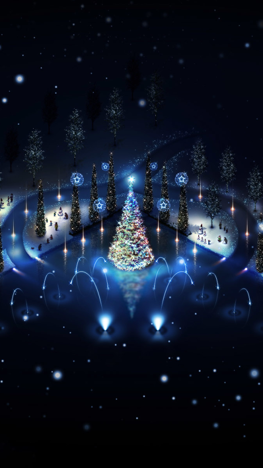 無料モバイル壁紙クリスマス, 光, 青い, クリスマスツリー, 夜, ホリデーをダウンロードします。