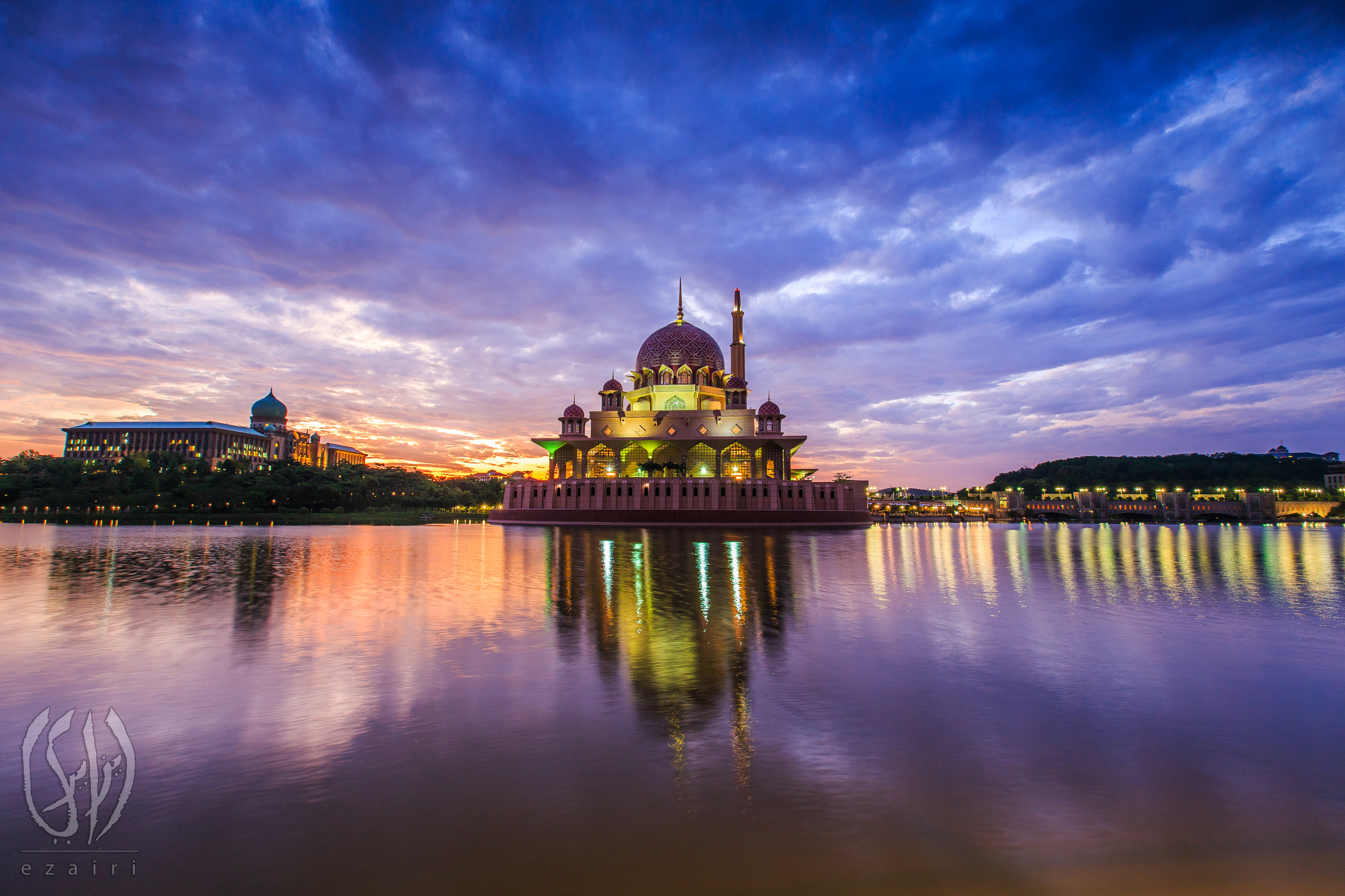 religious, putra mosque, malaysia, putrajaya, twilight, mosques
