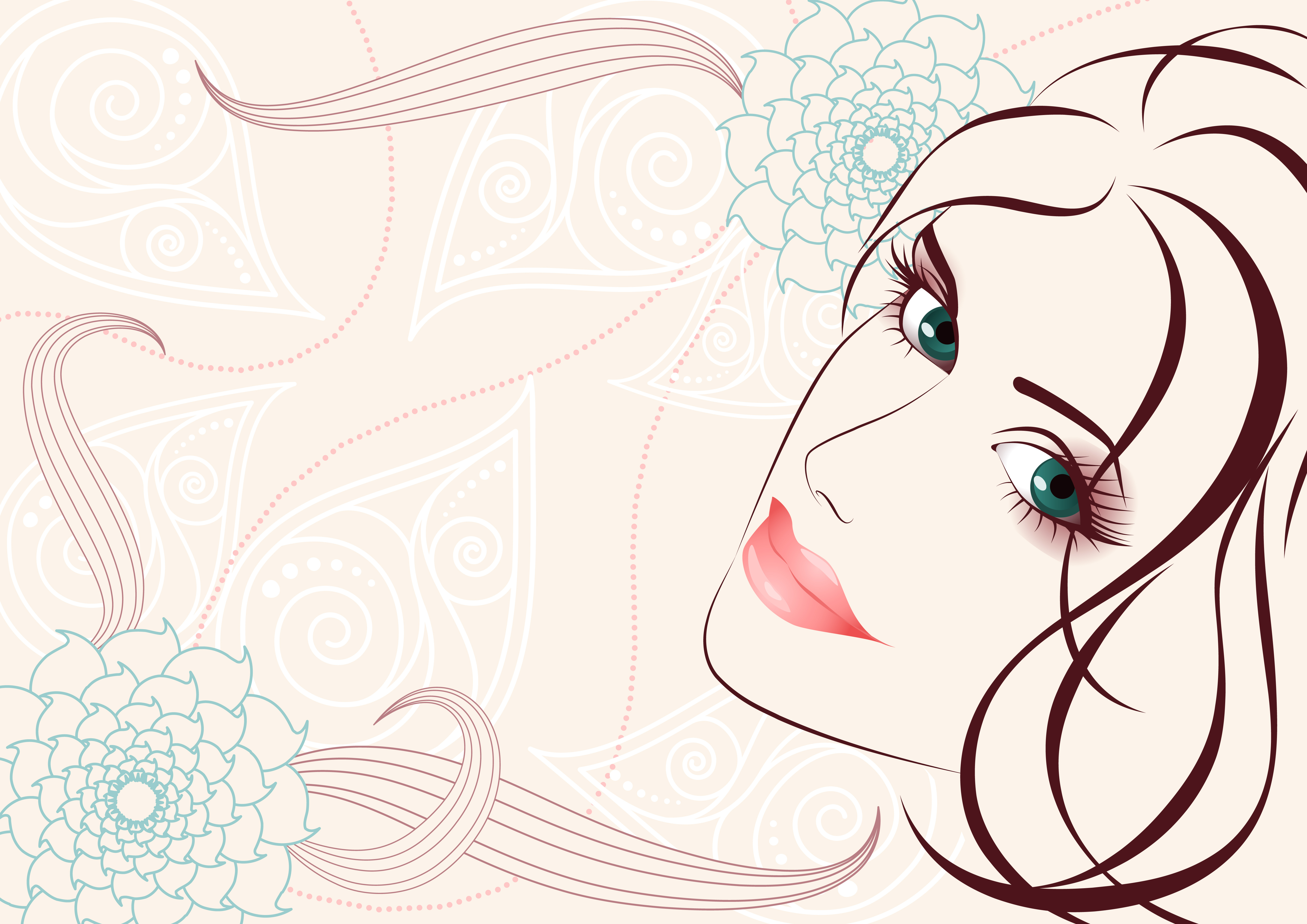 Free download wallpaper Vector, Flower, Smile, Artistic, Face, Women on your PC desktop