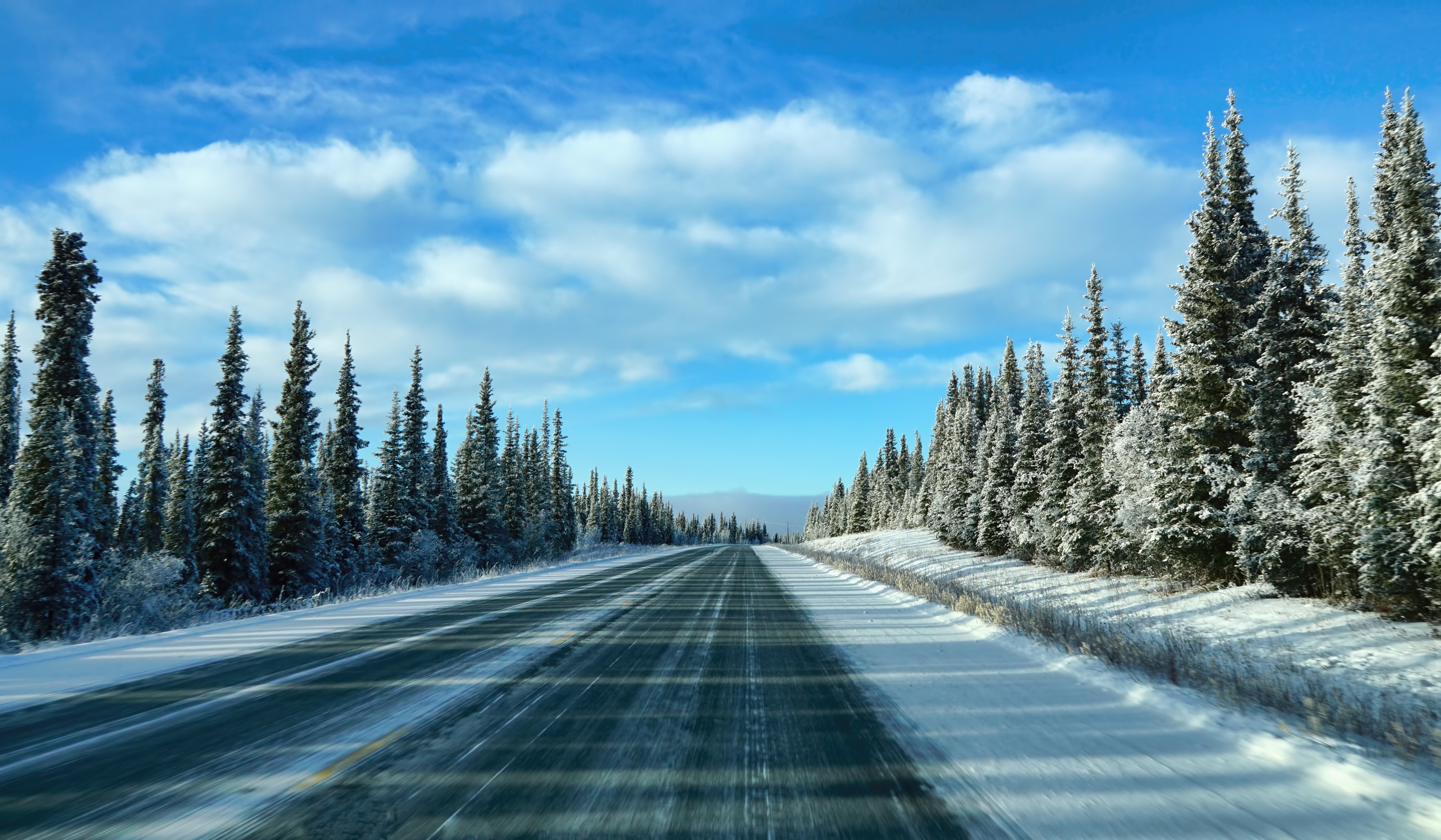 Free download wallpaper Winter, Snow, Road, Tree, Cloud, Man Made on your PC desktop