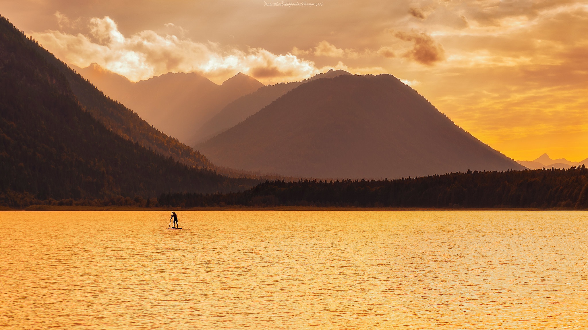 Download mobile wallpaper Landscape, Lake, Sunrise, Photography, Surfing for free.
