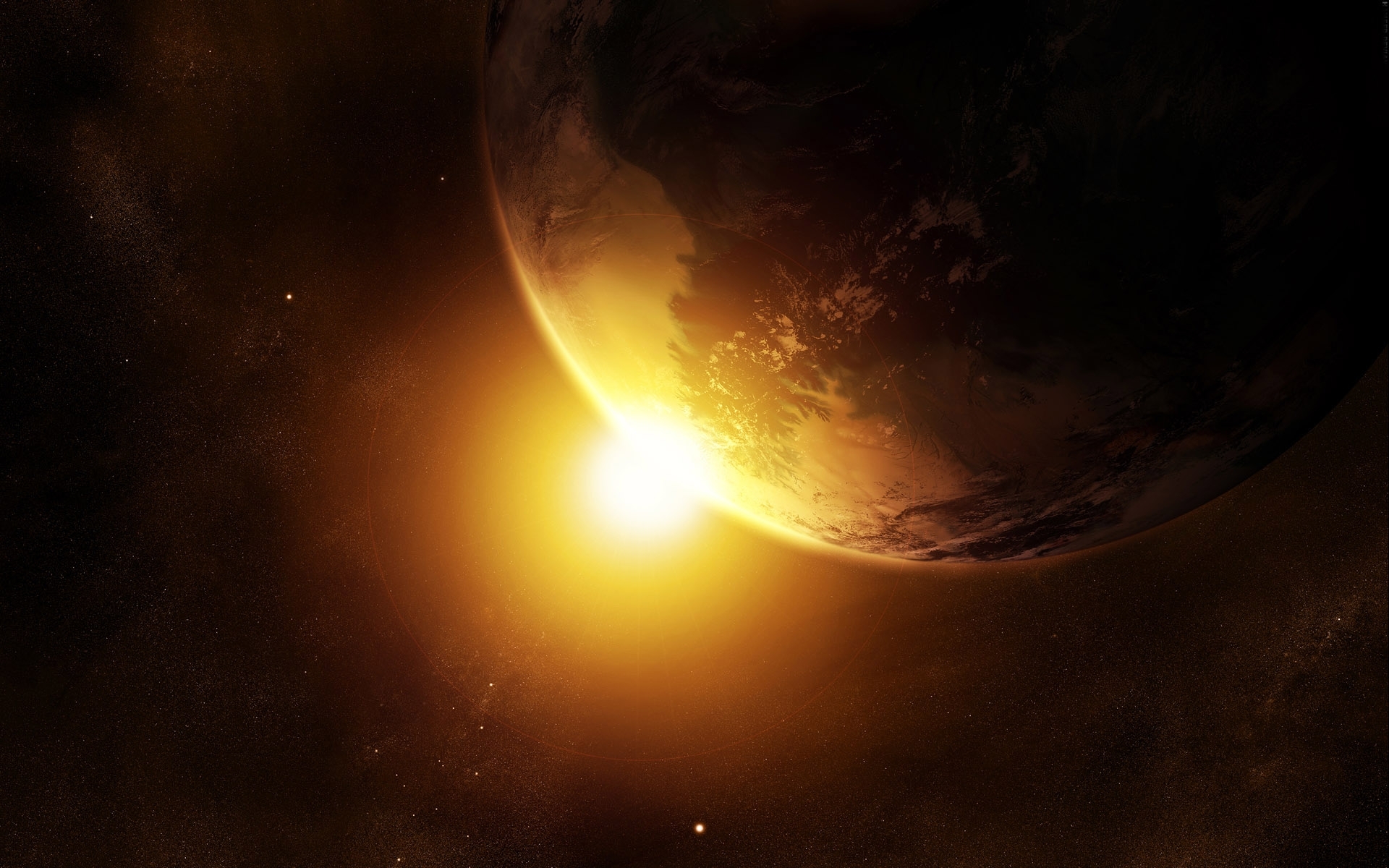 Free download wallpaper Landscape, Sun, Universe, Planets on your PC desktop