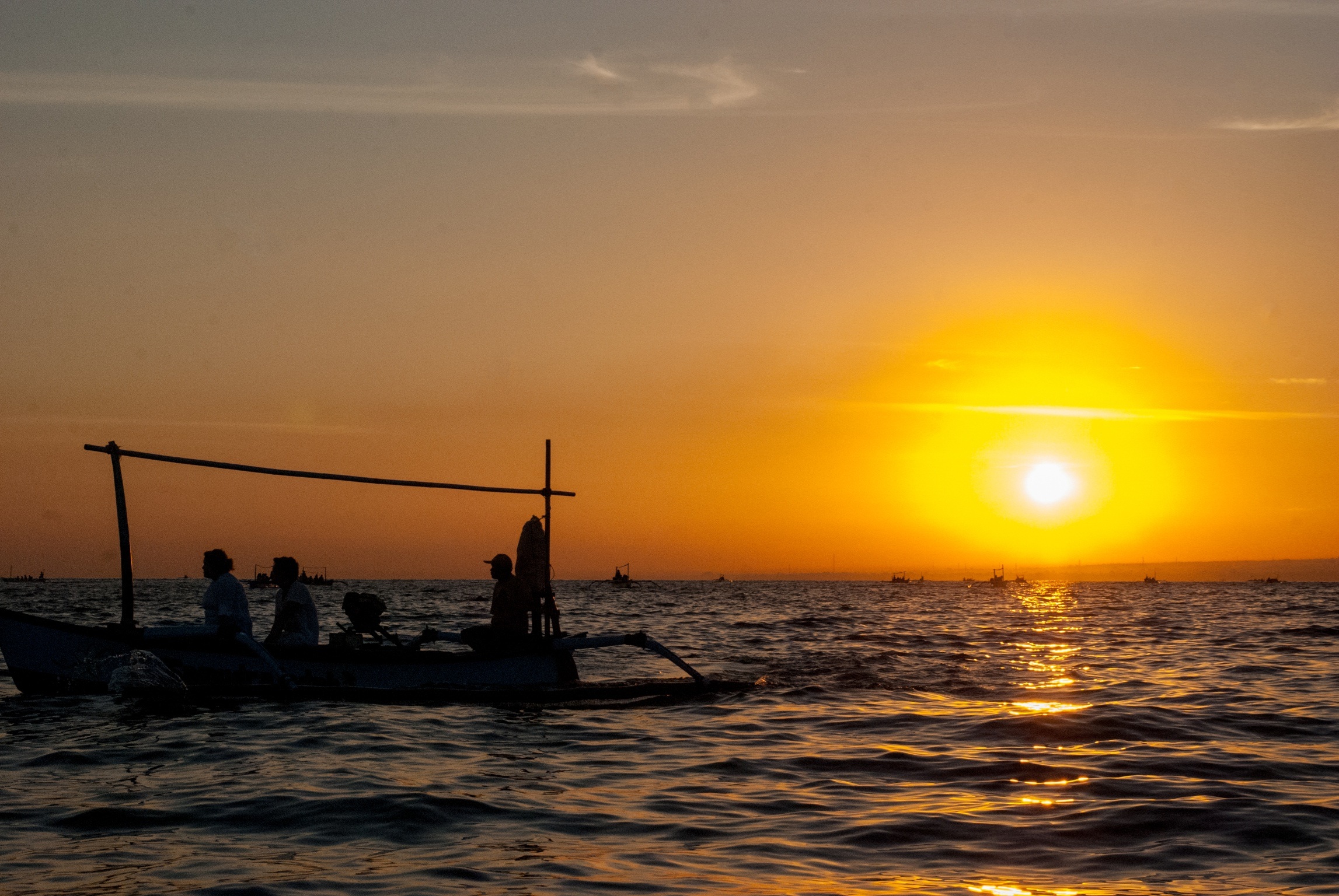 photography, sunrise, boat, fishing boat, morning, ocean, orange (color), people, sea, sun, yellow