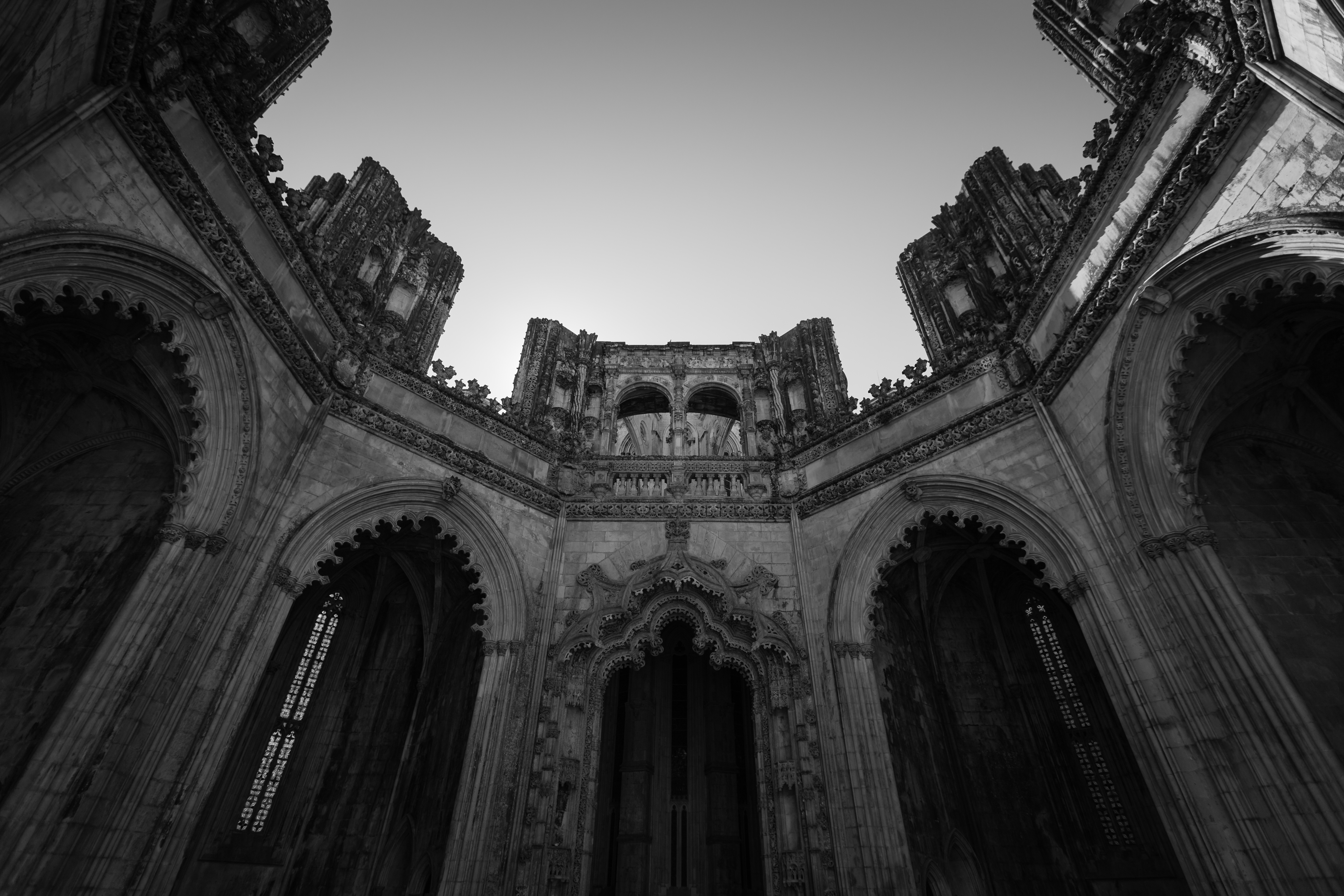Laden Sie das Schwarz Weiß, Kloster, Religiös, Batalha Kloster-Bild kostenlos auf Ihren PC-Desktop herunter