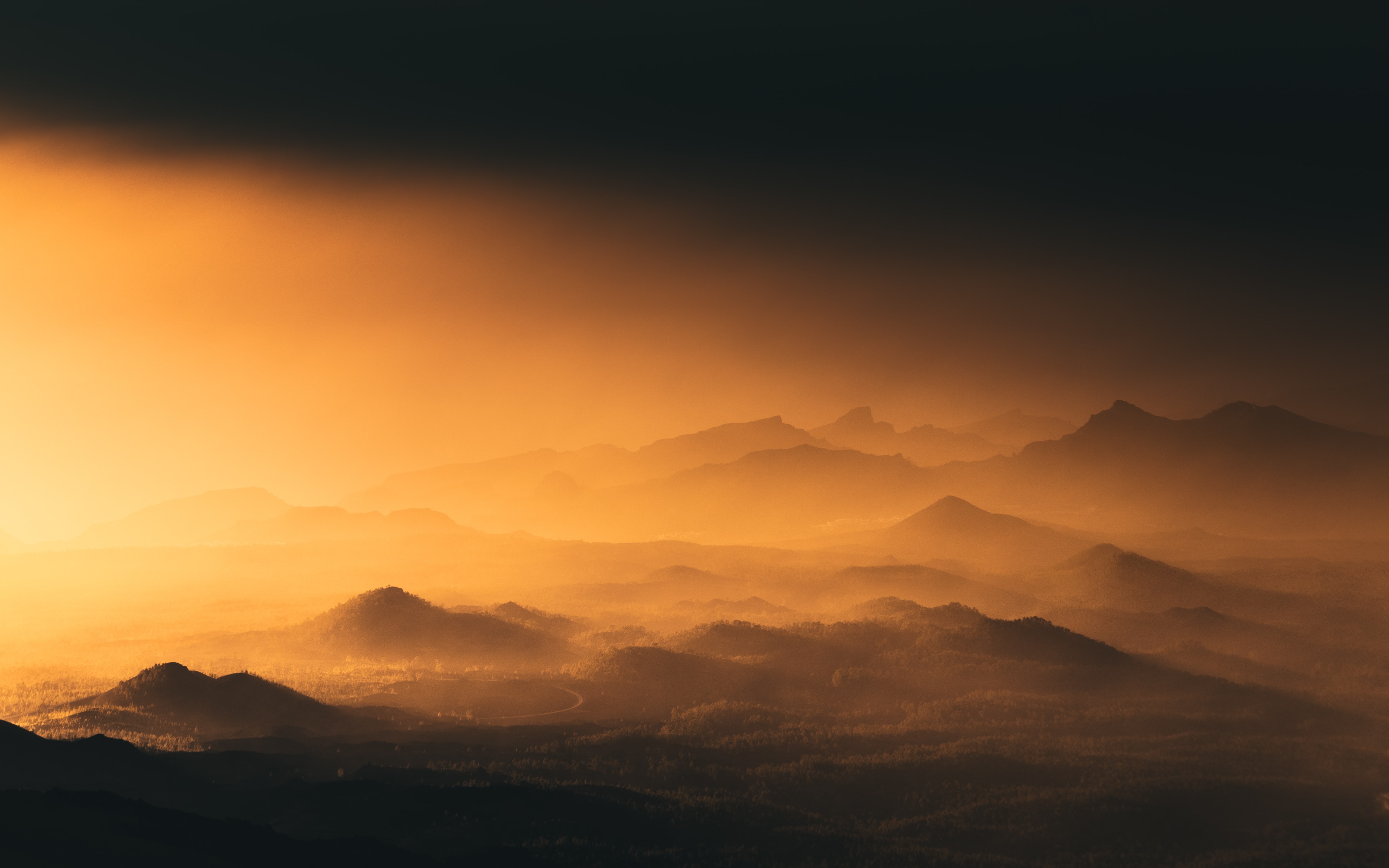 Download mobile wallpaper Fog, Twilight, Dusk, Mountains, Landscape, Sunset, Nature for free.