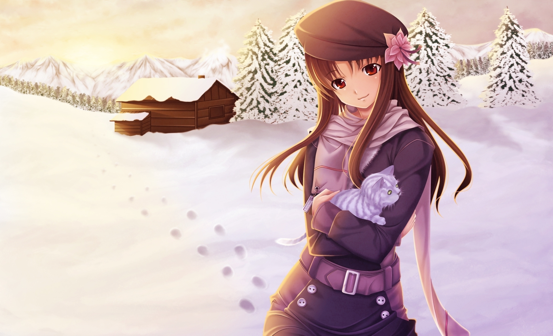 Baixe gratuitamente a imagem Anime, Inverno, Gatinho, Original na área de trabalho do seu PC