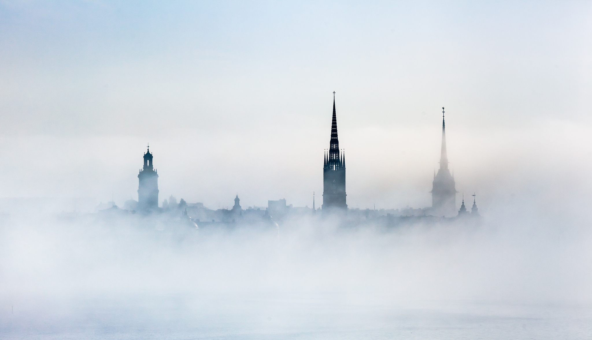 man made, stockholm, building, fog, sweden, cities