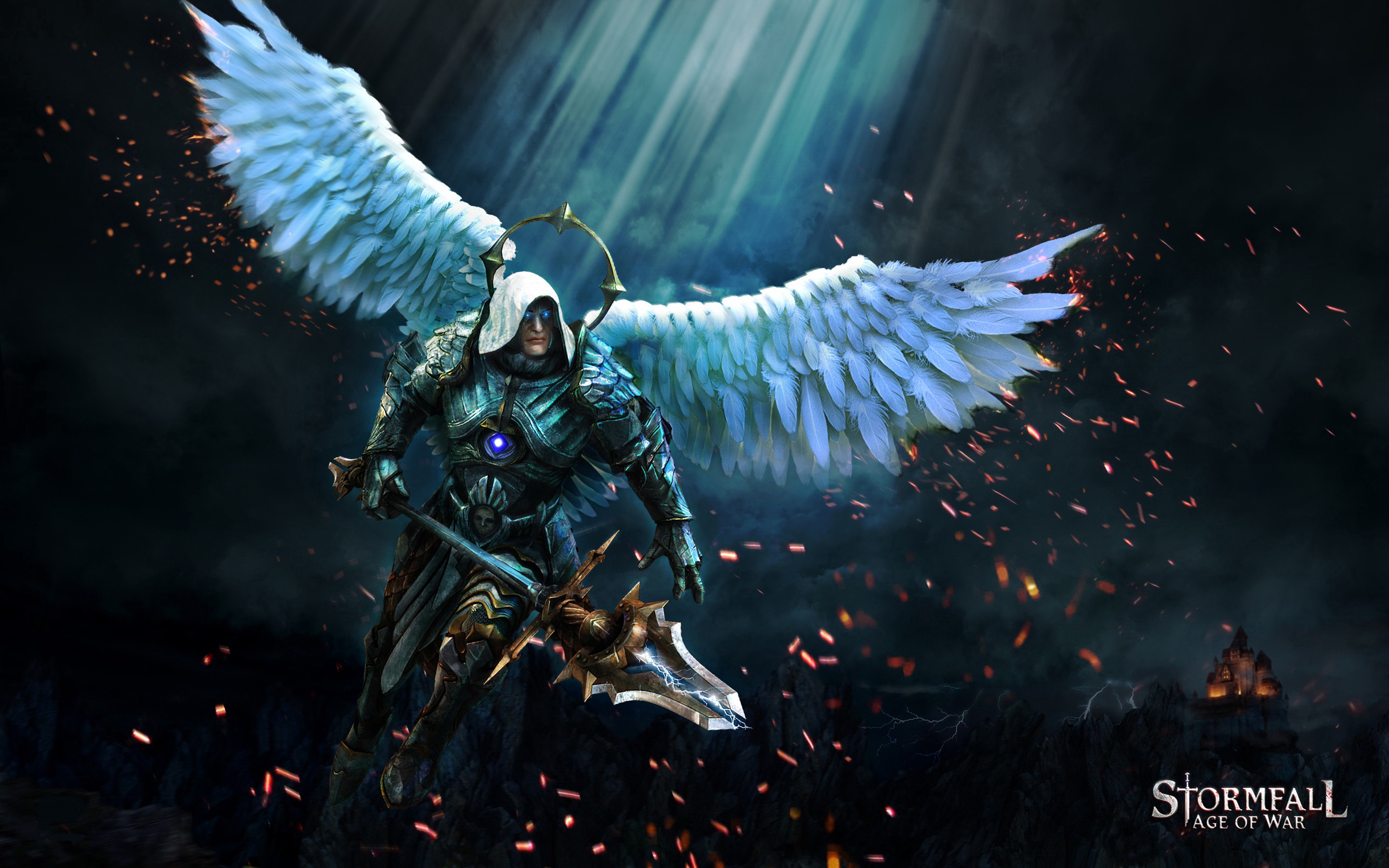 Free download wallpaper Wings, Armor, Spear, Video Game, Angel Warrior, Stormfall: Age Of War on your PC desktop