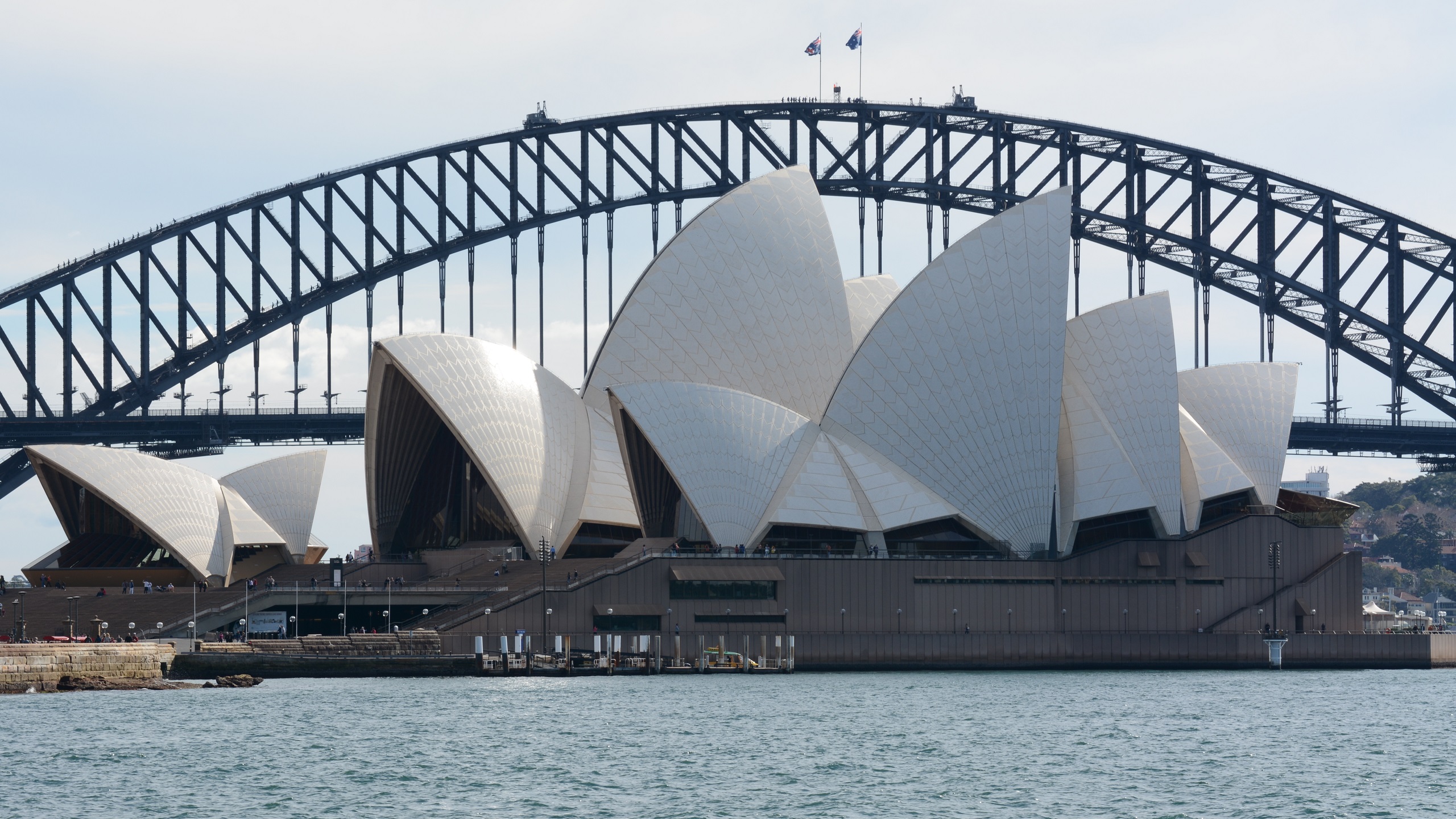 Завантажити шпалери безкоштовно Архітектура, Австралія, Сіднейський Оперний Театр, Створено Людиною, Сіднейський Міст Харбор картинка на робочий стіл ПК
