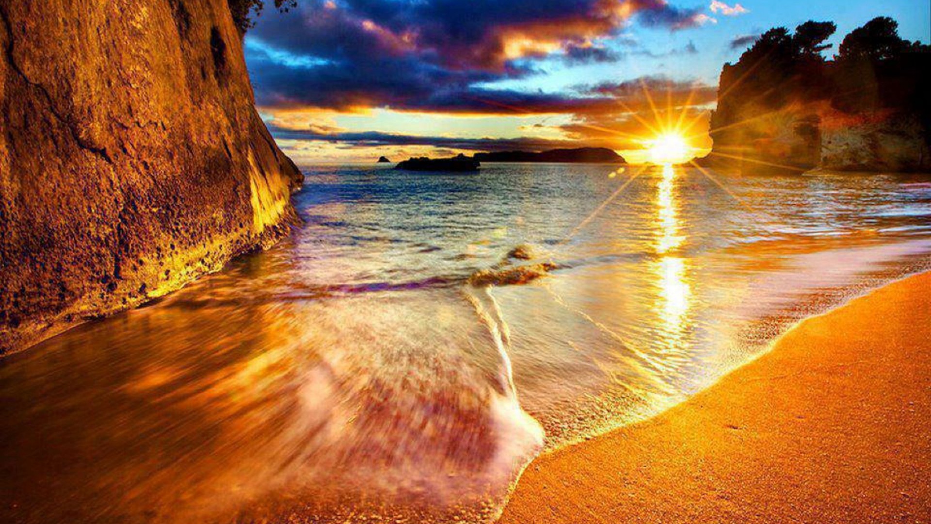 Free download wallpaper Sunset, Sea, Beach, Coast, Ocean, Earth on your PC desktop