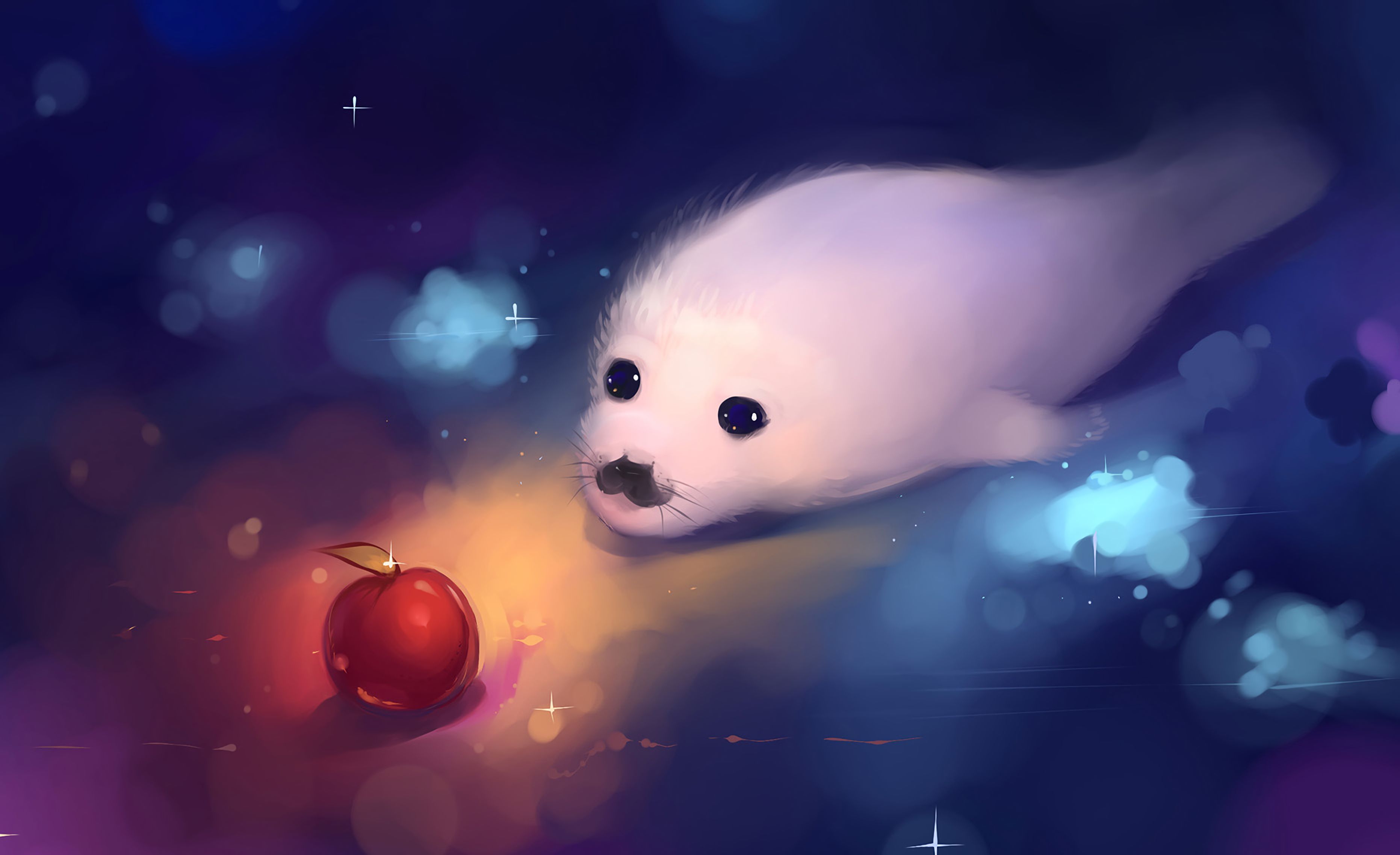 101988 descargar fondo de pantalla arte, manzana, lindo, querido, piel de foca, lobo marino: protectores de pantalla e imágenes gratis