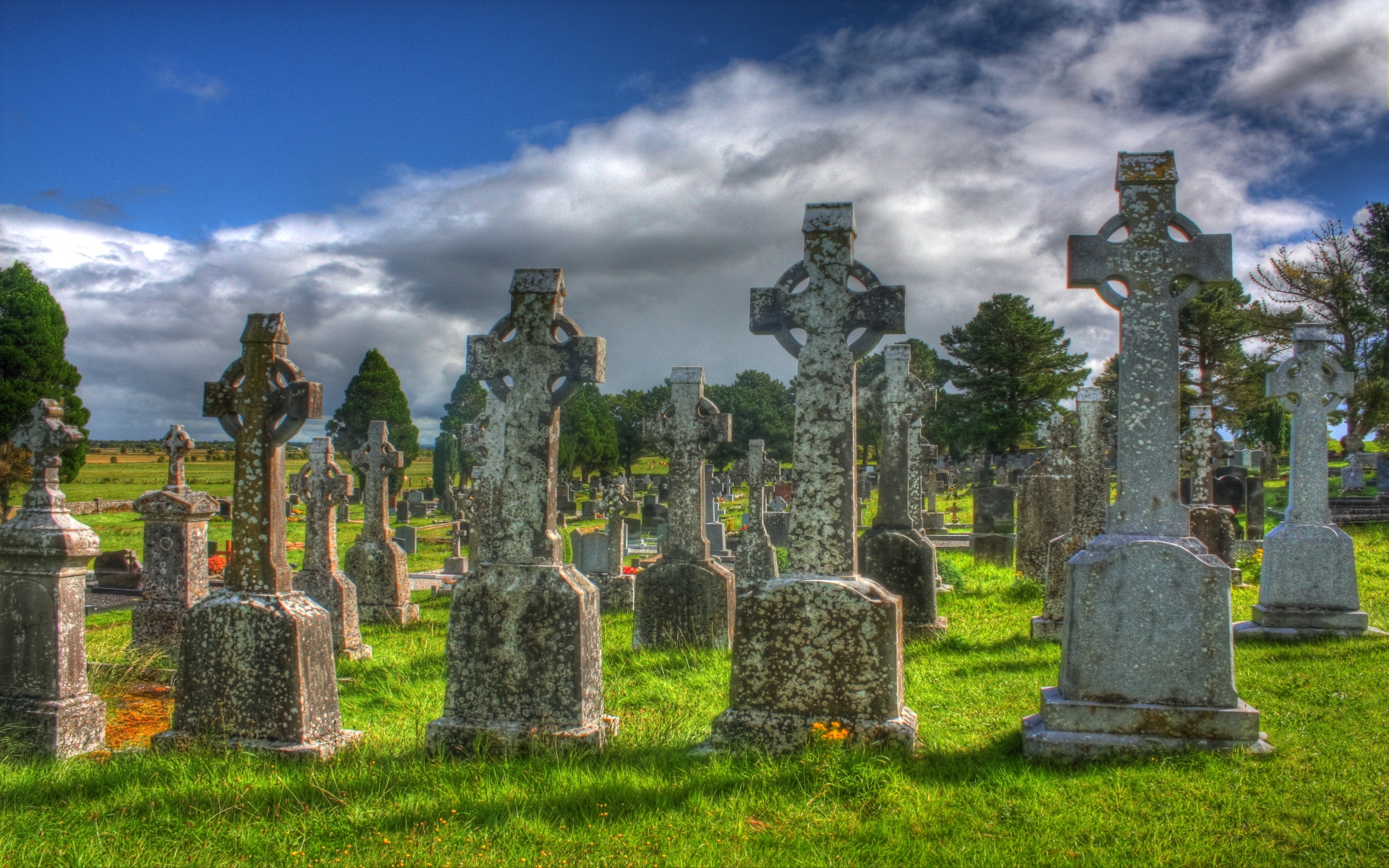 Download mobile wallpaper Ireland, Cross, Monastery, Religious, Cemetery, Clonmacnoise, Clonmacnoise Monastery for free.
