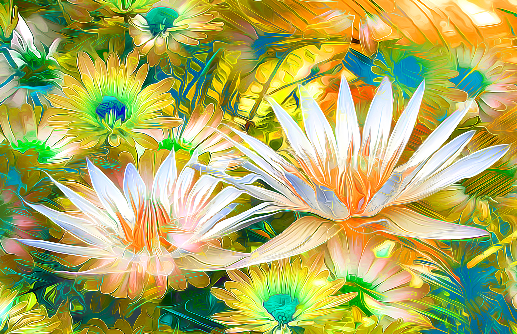 Download mobile wallpaper Colors, Colorful, Painting, Artistic, Water Lily for free.
