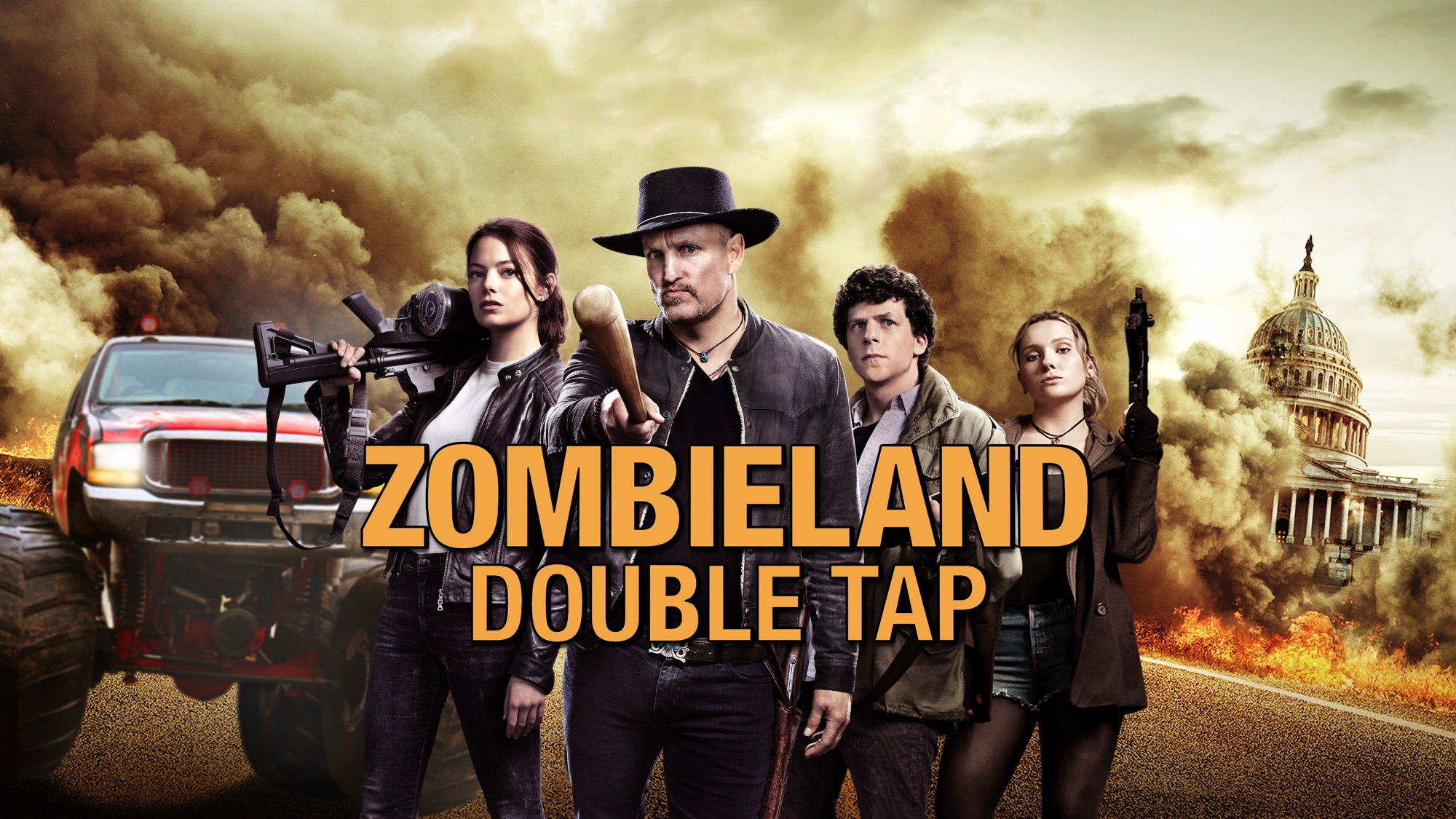 zombieland: double tap, movie, abigail breslin, emma stone, jesse eisenberg, woody harrelson