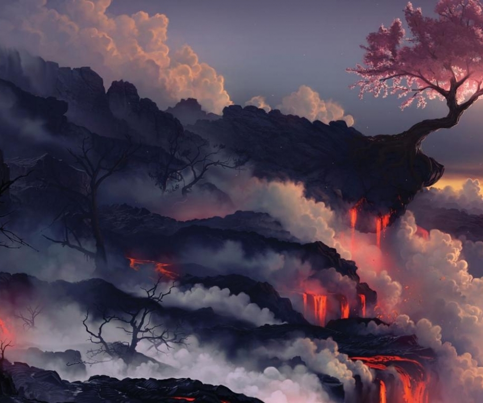 Download mobile wallpaper Tree, Earth, Cloud, Volcano, Lava, Eruption, Volcanoes for free.