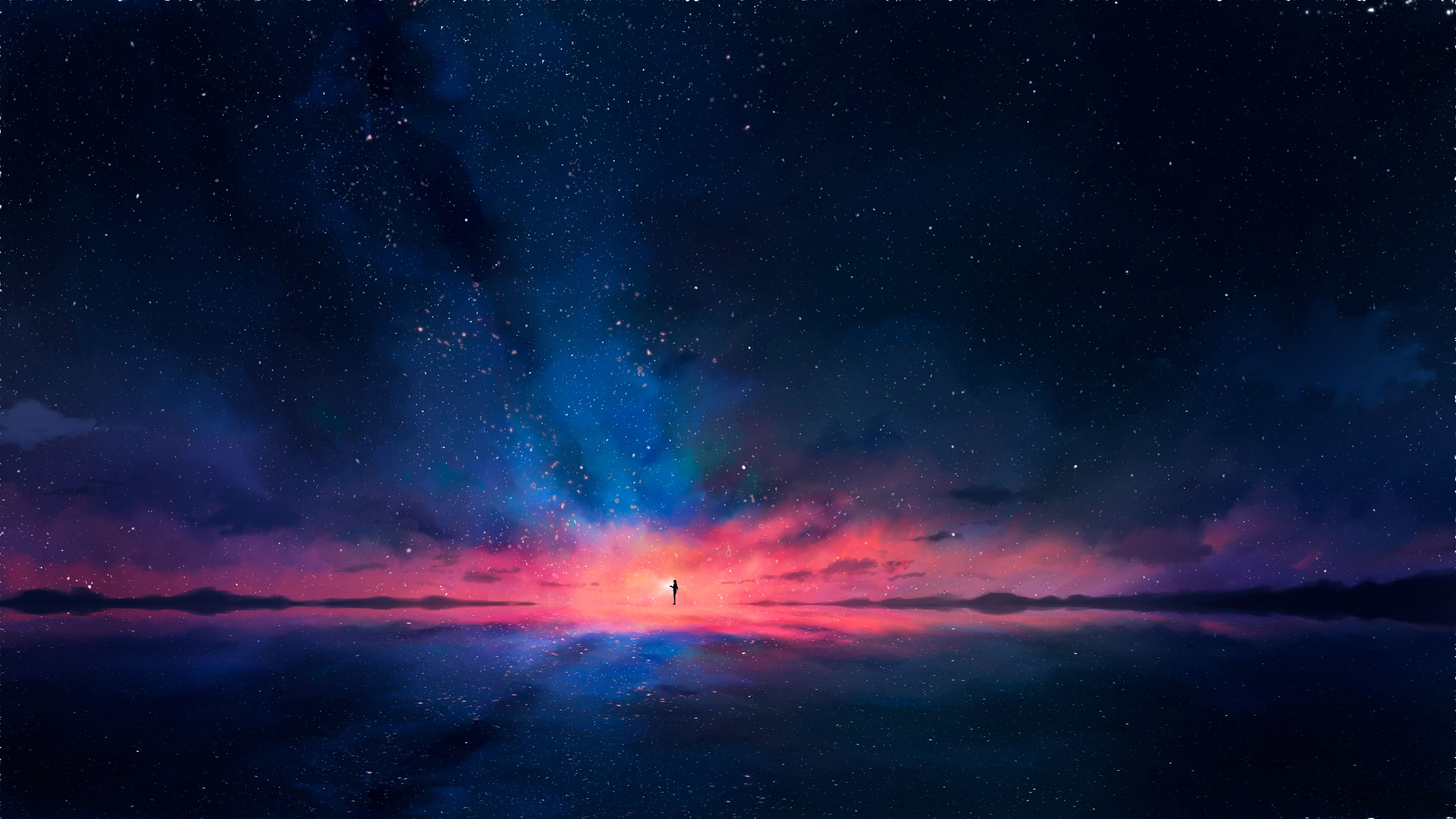 Free download wallpaper Anime, Reflection, Starry Sky, Original on your PC desktop