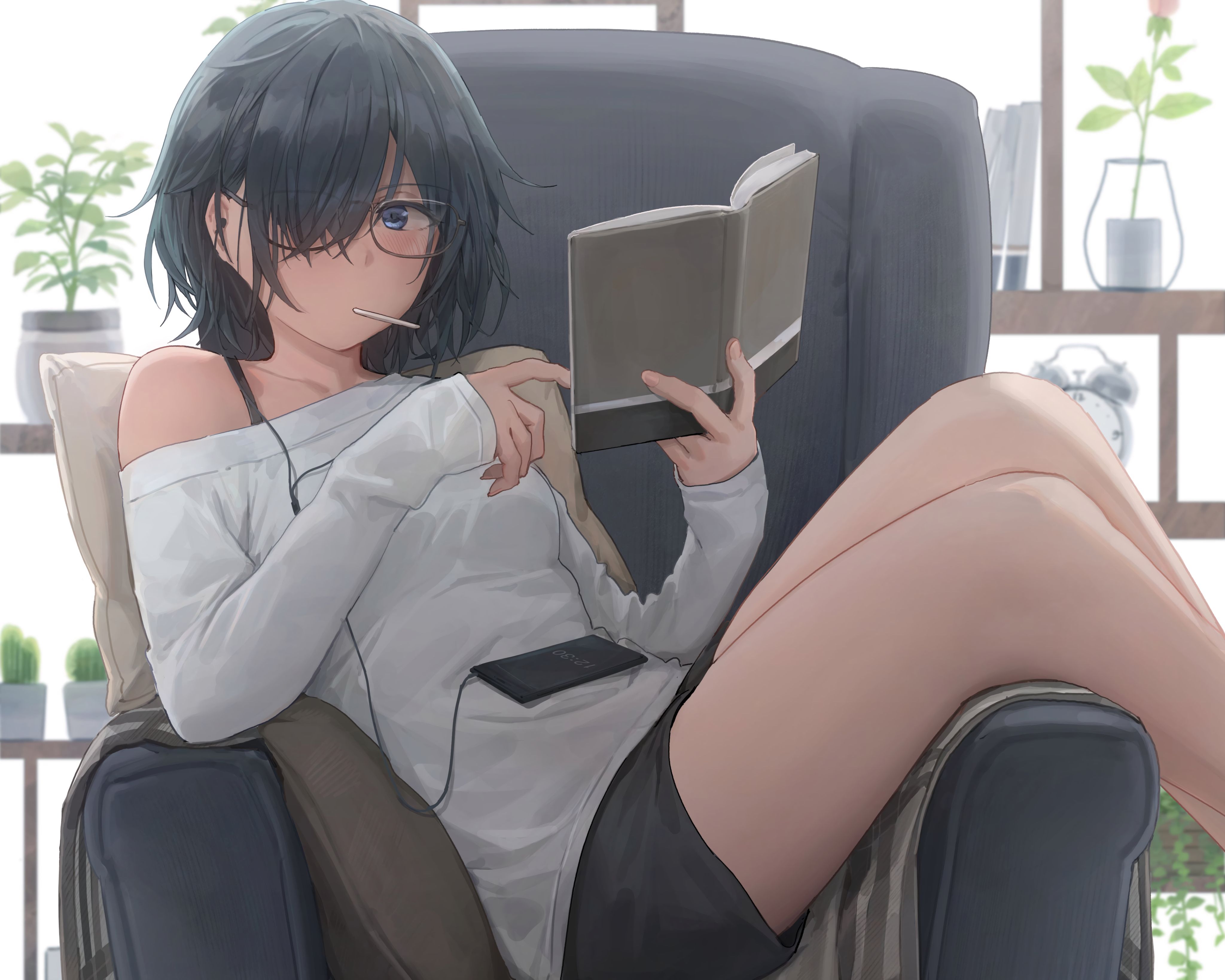 Free download wallpaper Anime, Book, Original, Black Hair, Short Hair on your PC desktop