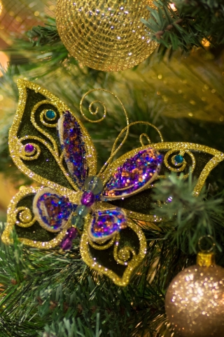 Download mobile wallpaper Christmas, Holiday, Butterfly, Christmas Ornaments for free.