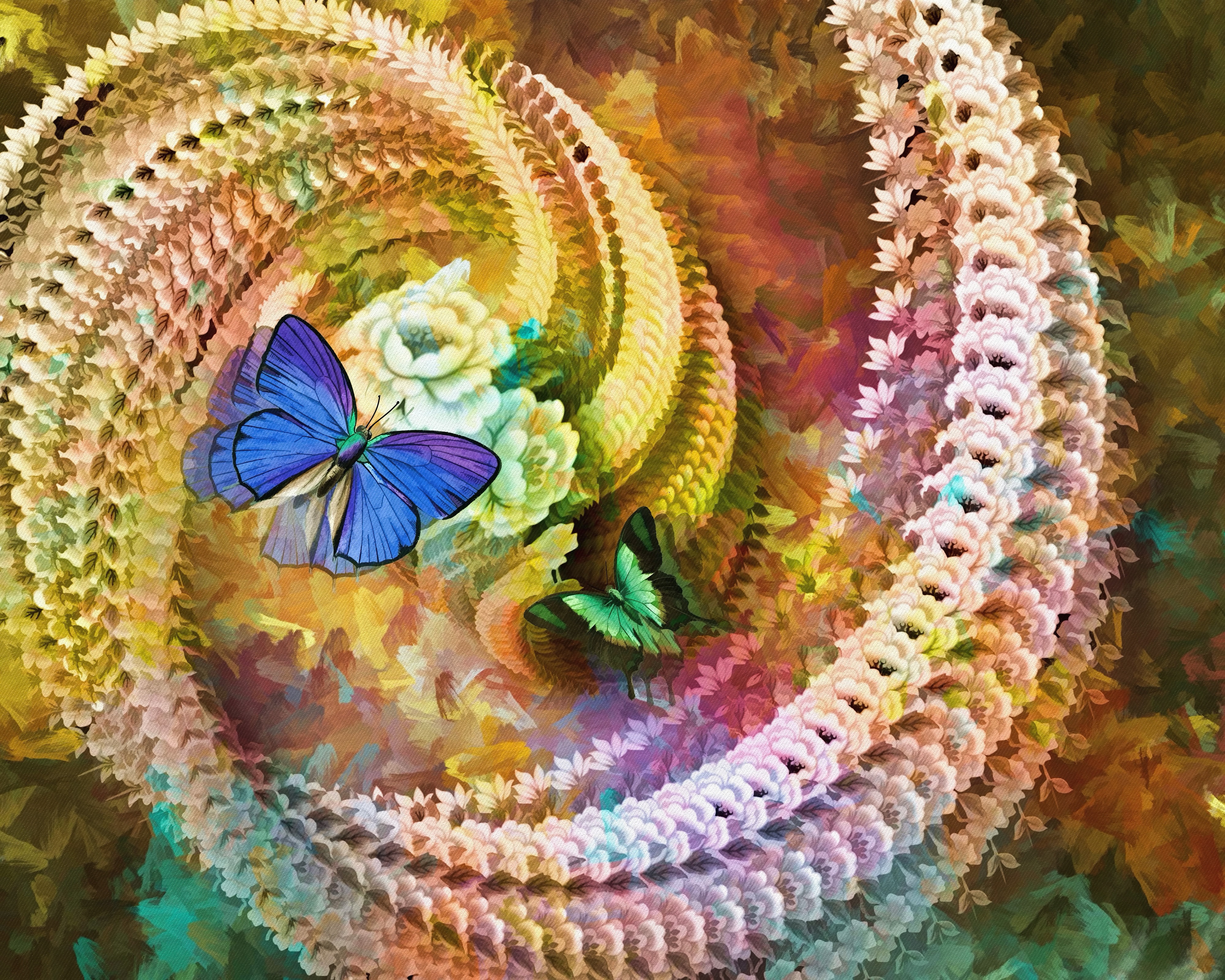 Download mobile wallpaper Flower, Butterfly, Artistic, Swirl for free.