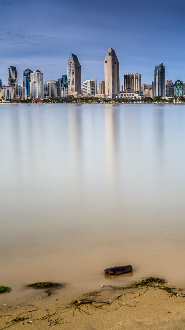 Download mobile wallpaper Cities, Water, Reflection, San Diego, Man Made for free.