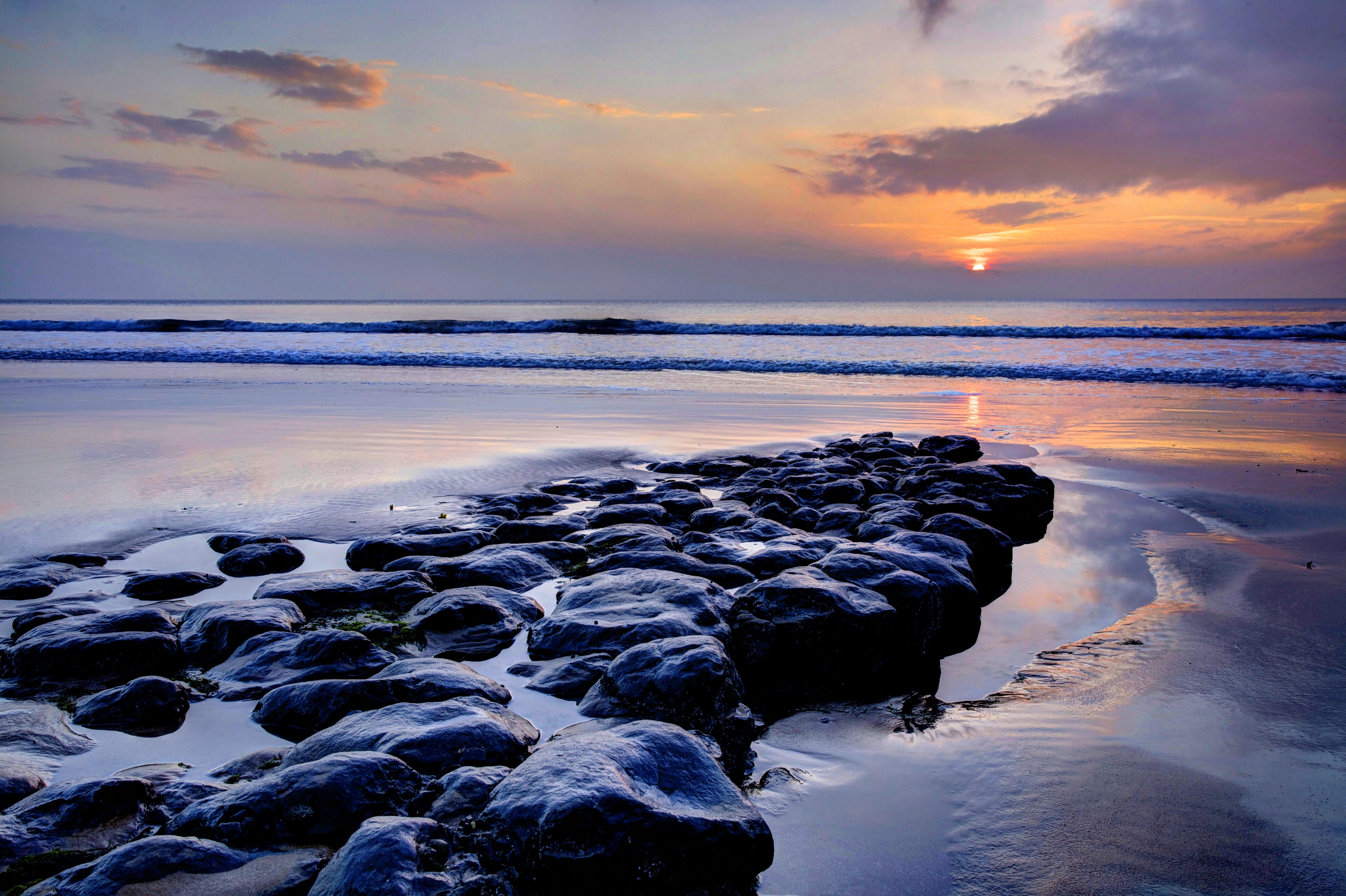 Free download wallpaper Nature, Sunset, Sky, Beach, Horizon, Ocean, Earth on your PC desktop