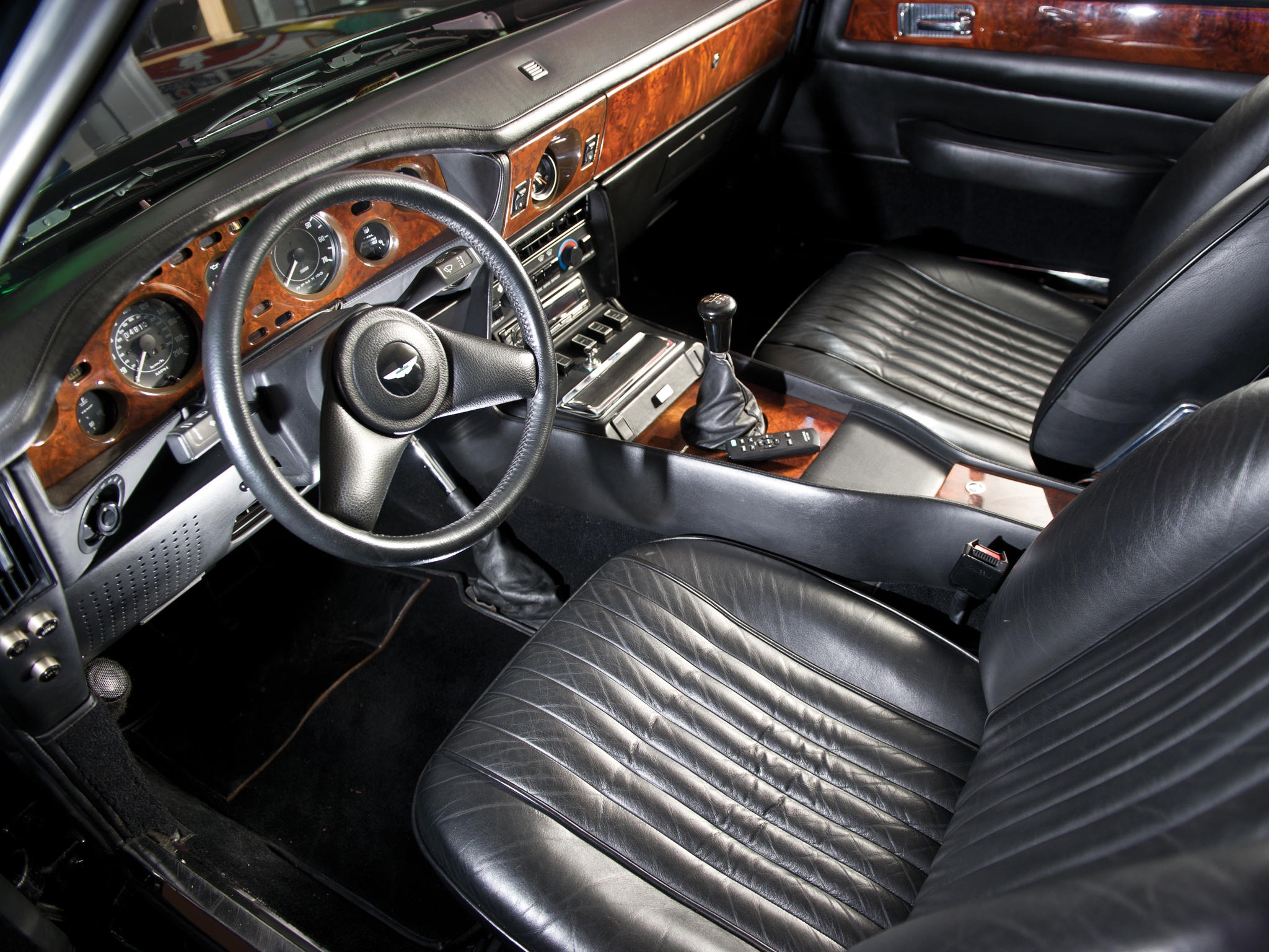 interior, aston martin, cars, black, steering wheel, rudder, salon, speedometer, v8, vantage, 1986