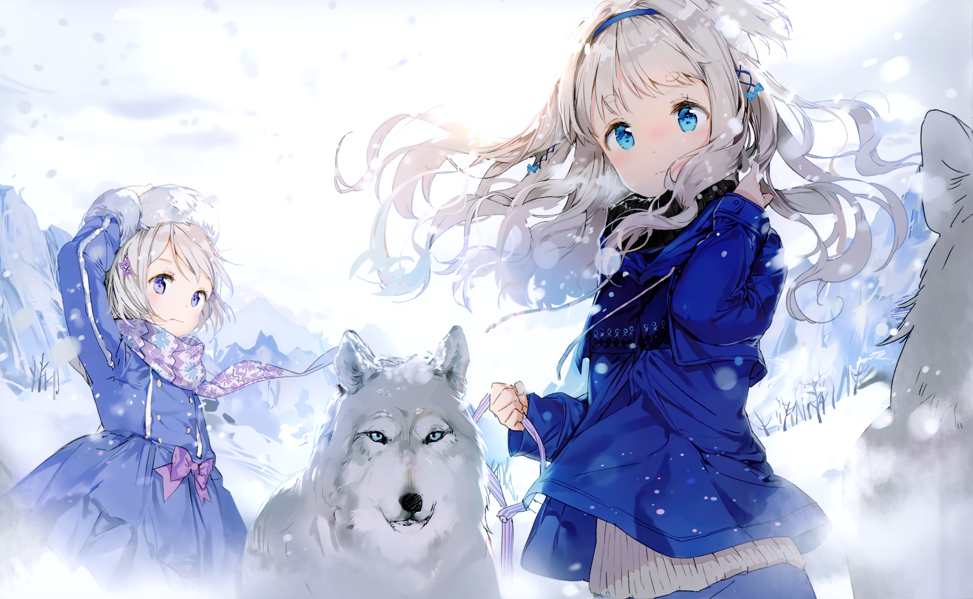 Download mobile wallpaper Anime, Winter, Wolf, Original for free.