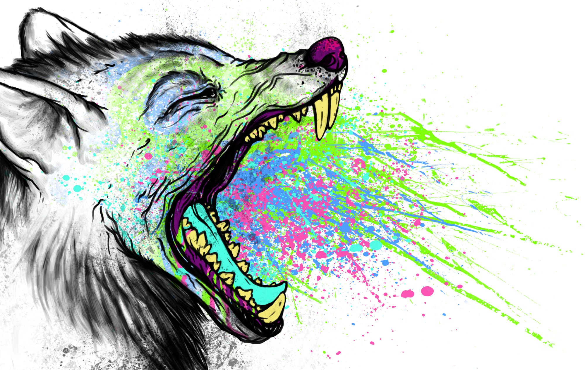 Laden Sie das Wolf, Psychedelisch, Künstlerisch-Bild kostenlos auf Ihren PC-Desktop herunter