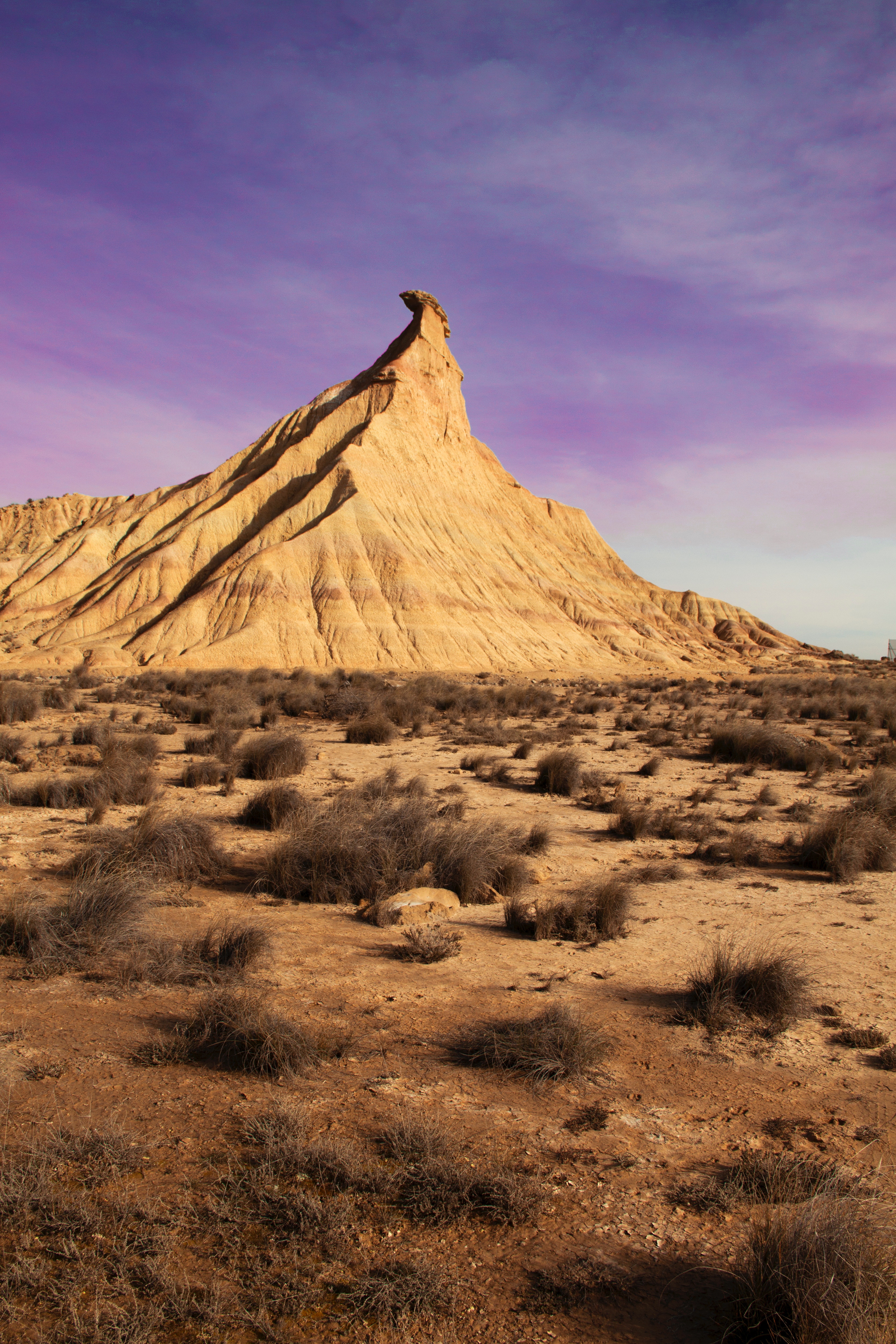 Download mobile wallpaper Rock, Rocky Formations, Bardenas Reales, Vegetation, Desert, Nature, Spain for free.