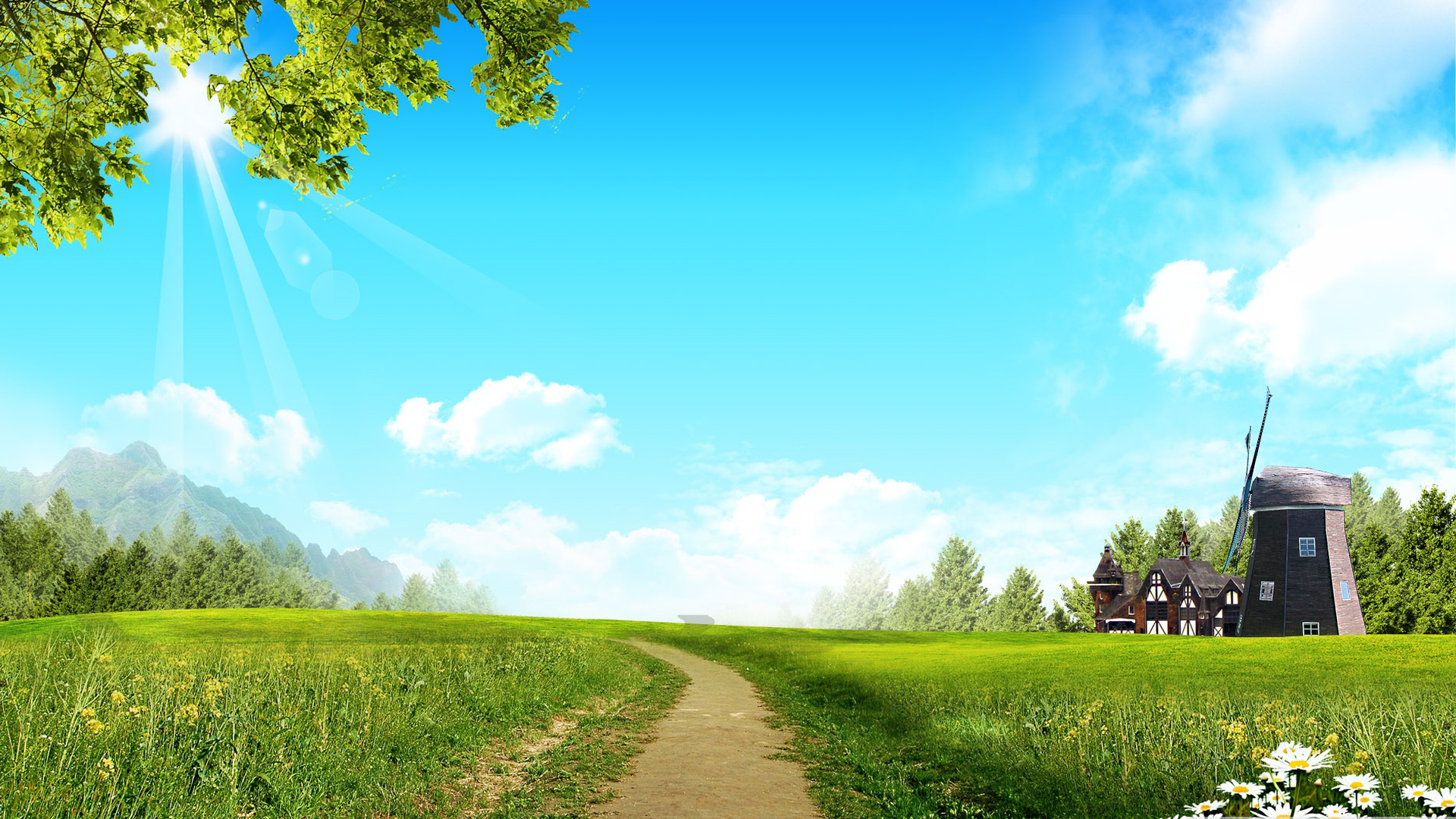 Free download wallpaper Landscape, Fantasy, Grass, Summer, Path on your PC desktop
