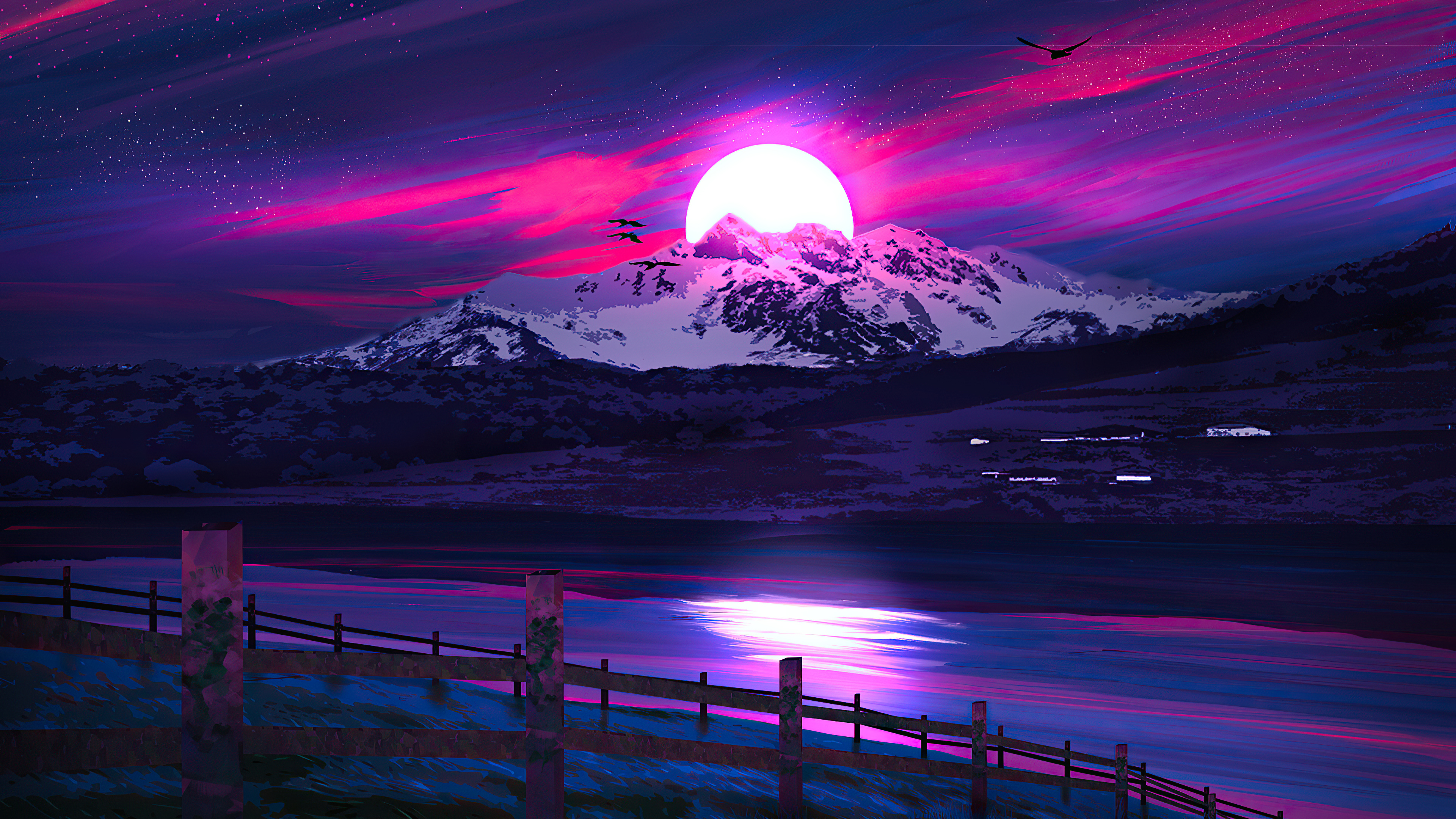 Free download wallpaper Landscape, Sky, Night, Moon, Artistic on your PC desktop