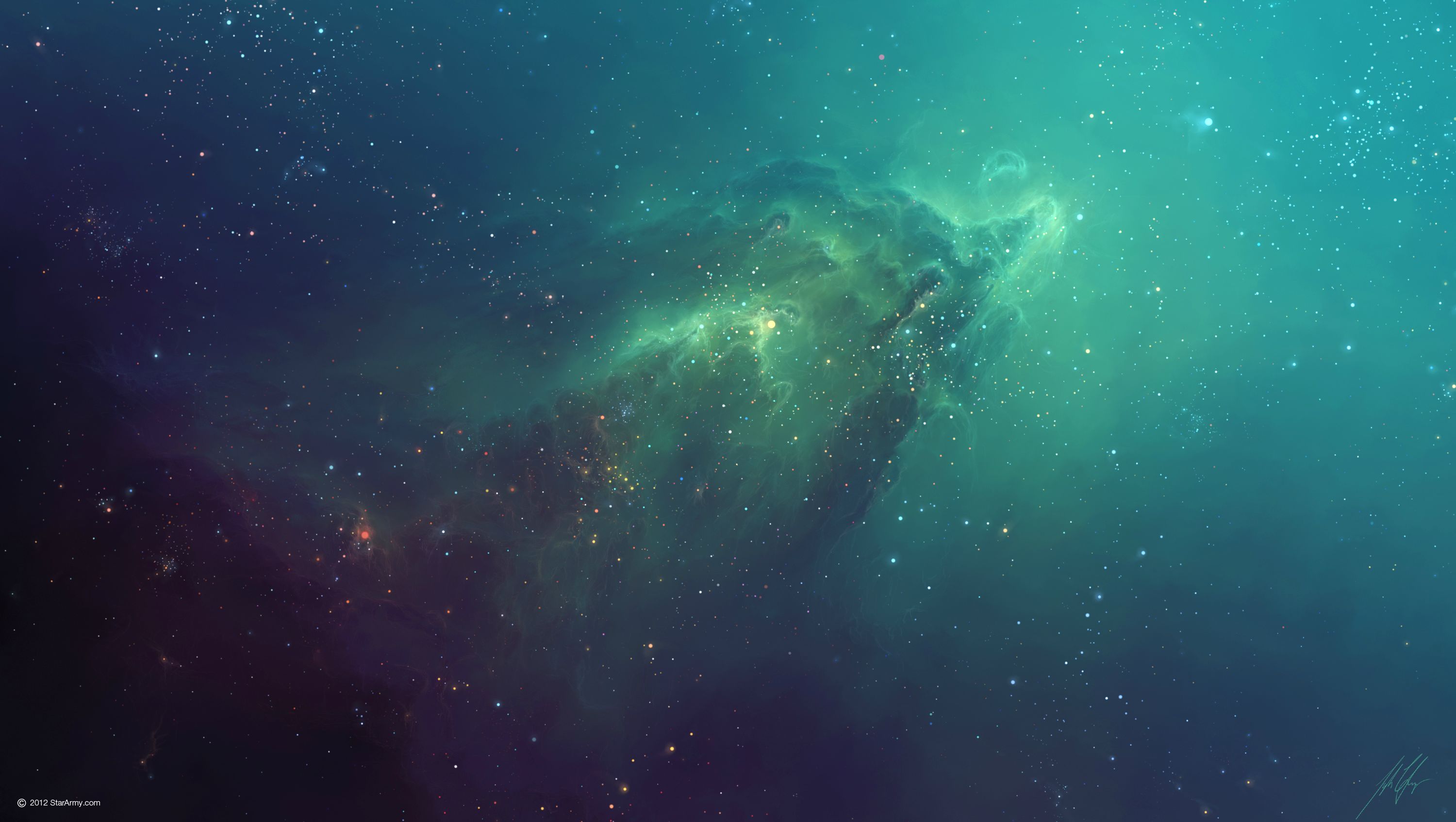 universe, sci fi, nebula, green, space, stars