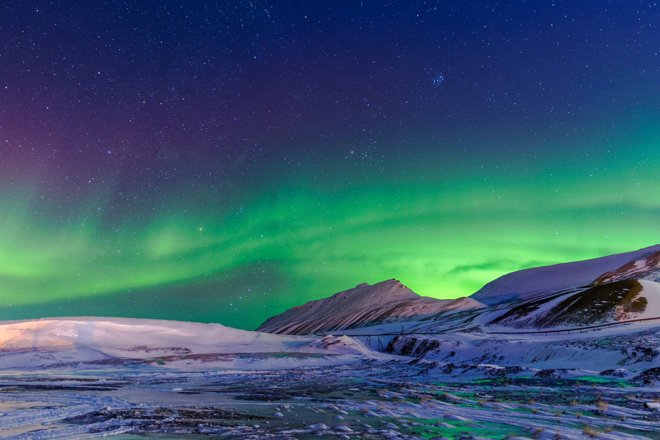 Download mobile wallpaper Winter, Nature, Sky, Stars, Snow, Earth, Aurora Borealis for free.