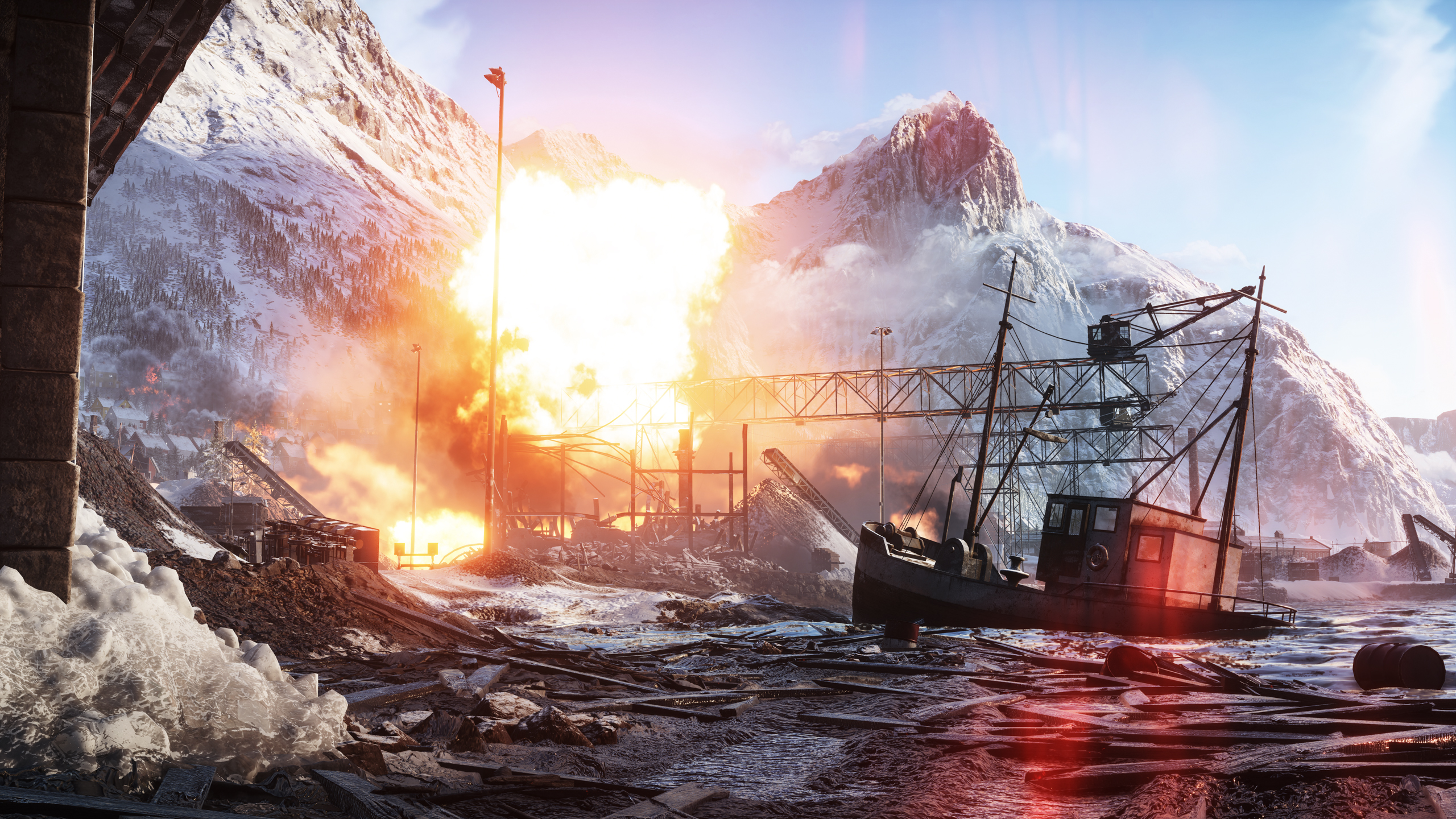 Download mobile wallpaper Battlefield, Boat, Explosion, Video Game, Battlefield V for free.