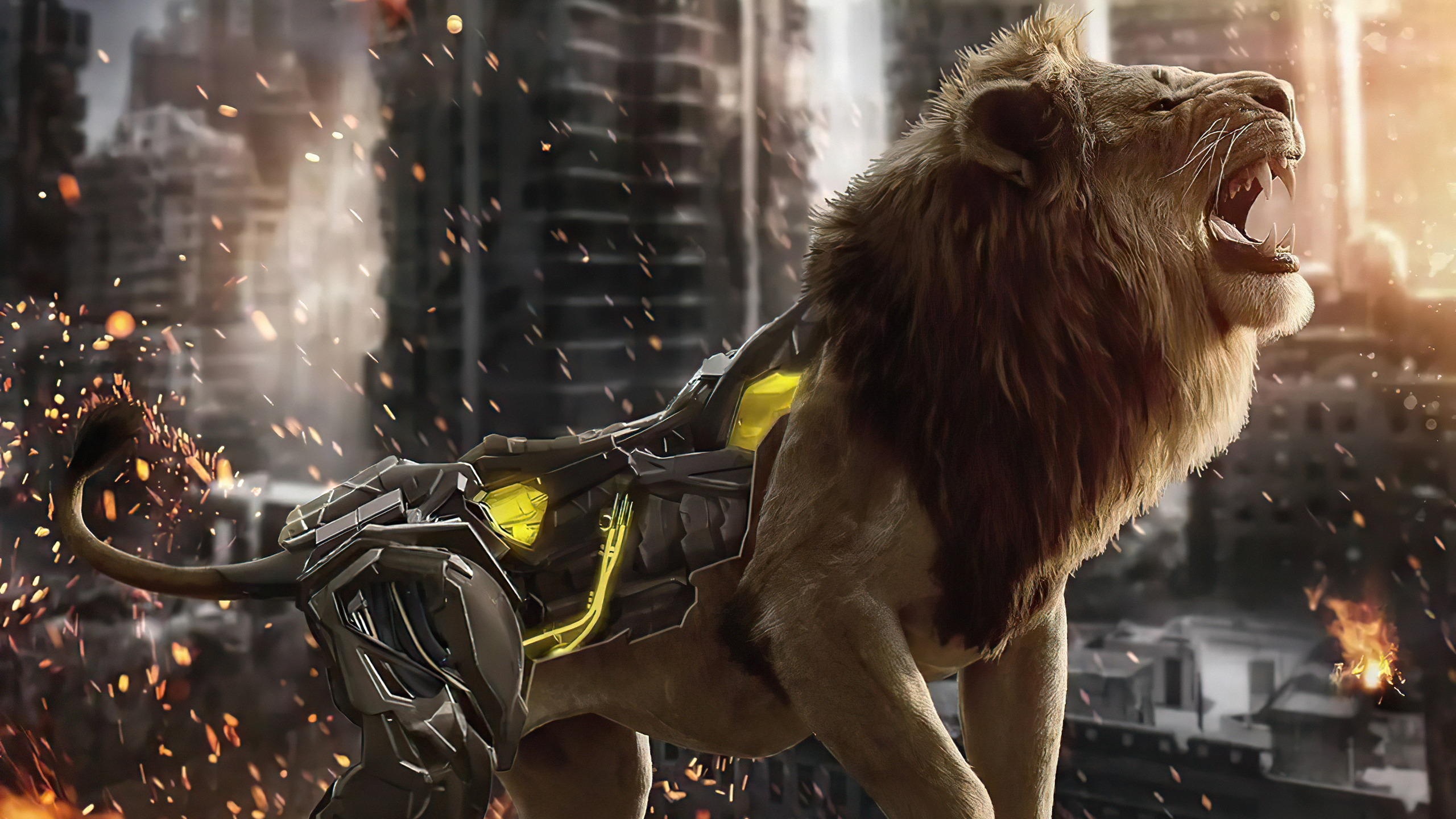 Laden Sie das Löwe, Science Fiction, Cyborg-Bild kostenlos auf Ihren PC-Desktop herunter