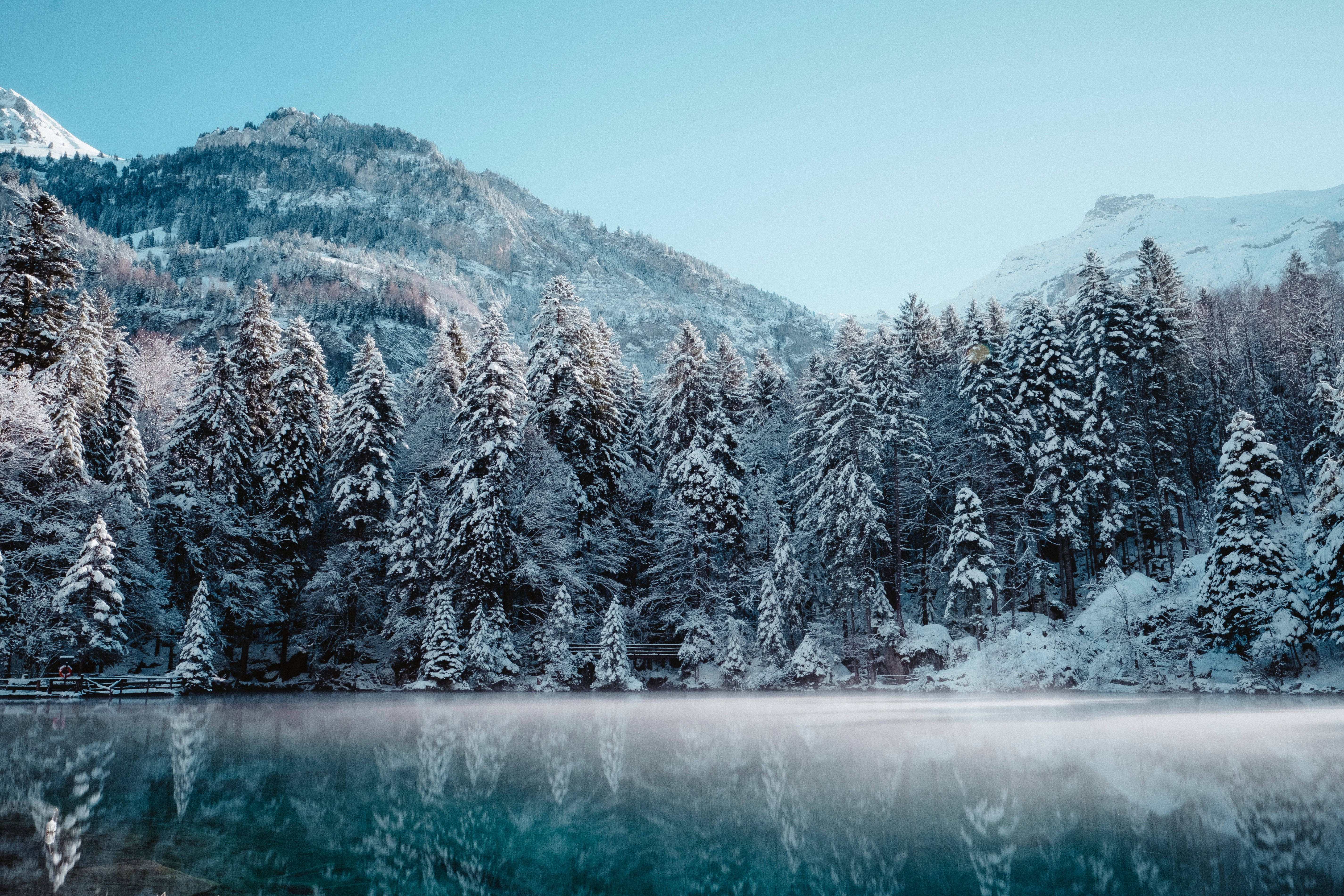 Free download wallpaper Winter, Nature, Snow, Lake, Reflection, Earth, Switzerland on your PC desktop