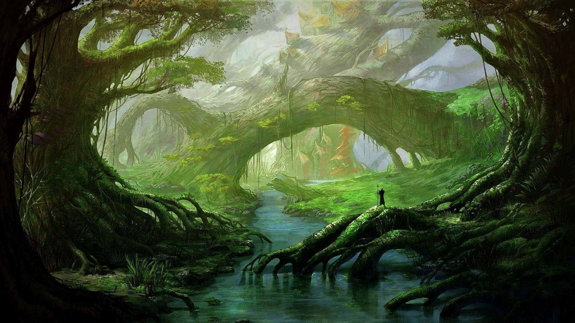 Free download wallpaper Fantasy, Forest, Tree on your PC desktop