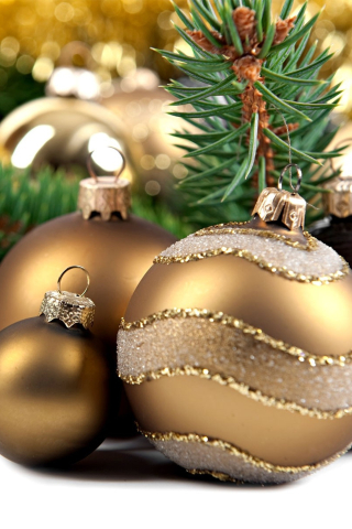 Download mobile wallpaper Christmas, Holiday, Decoration, Golden, Bokeh, Bauble for free.