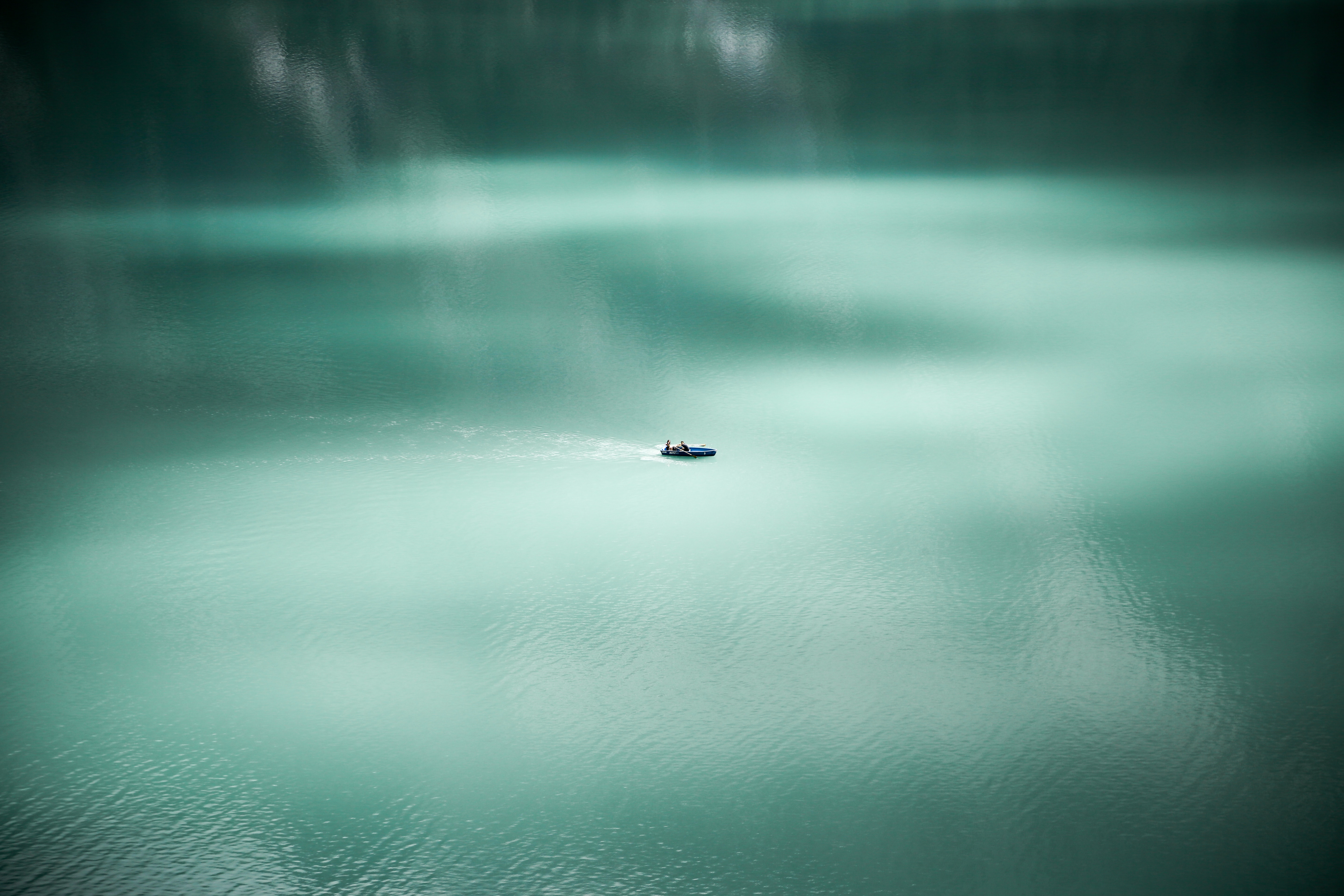 lake, minimalism, water, surface, boat, calm