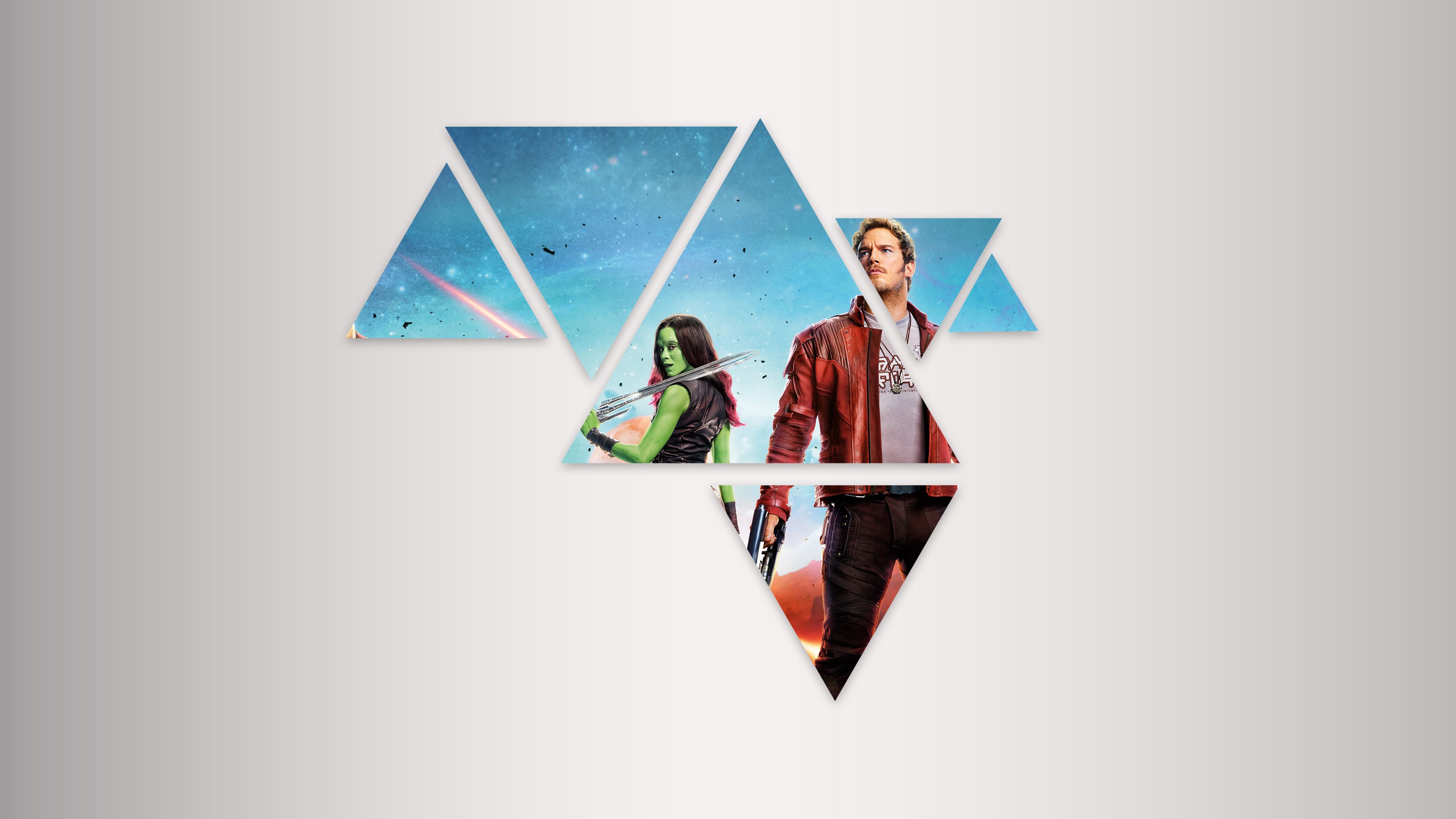 Download mobile wallpaper Shapes, Artistic, Guardians Of The Galaxy, Zoe Saldana, Star Lord, Polyscape, Gamora, Chris Pratt, Peter Quill for free.