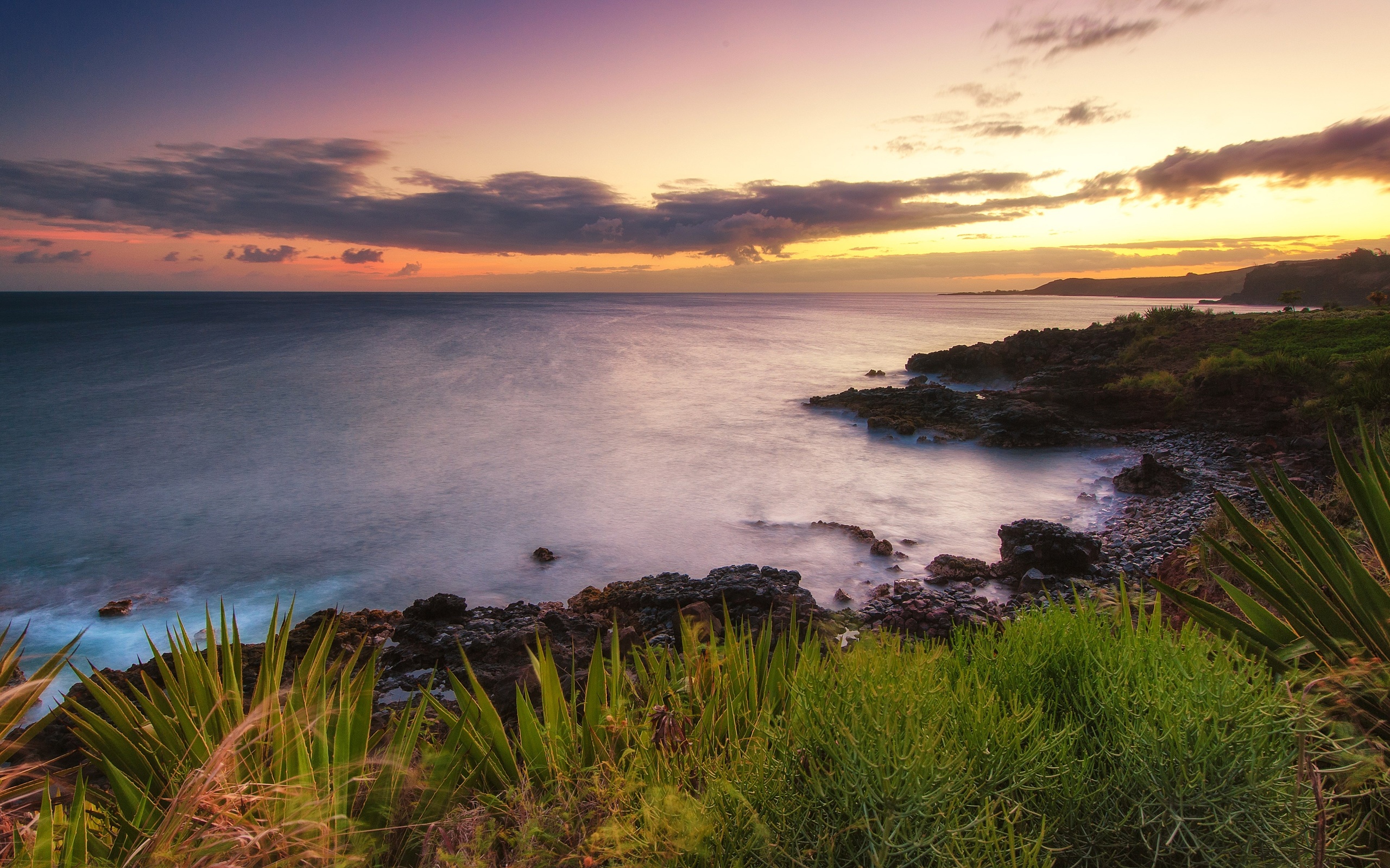Download mobile wallpaper Nature, Sunset, Coast, Ocean, Earth, Hawaii, Coastline for free.