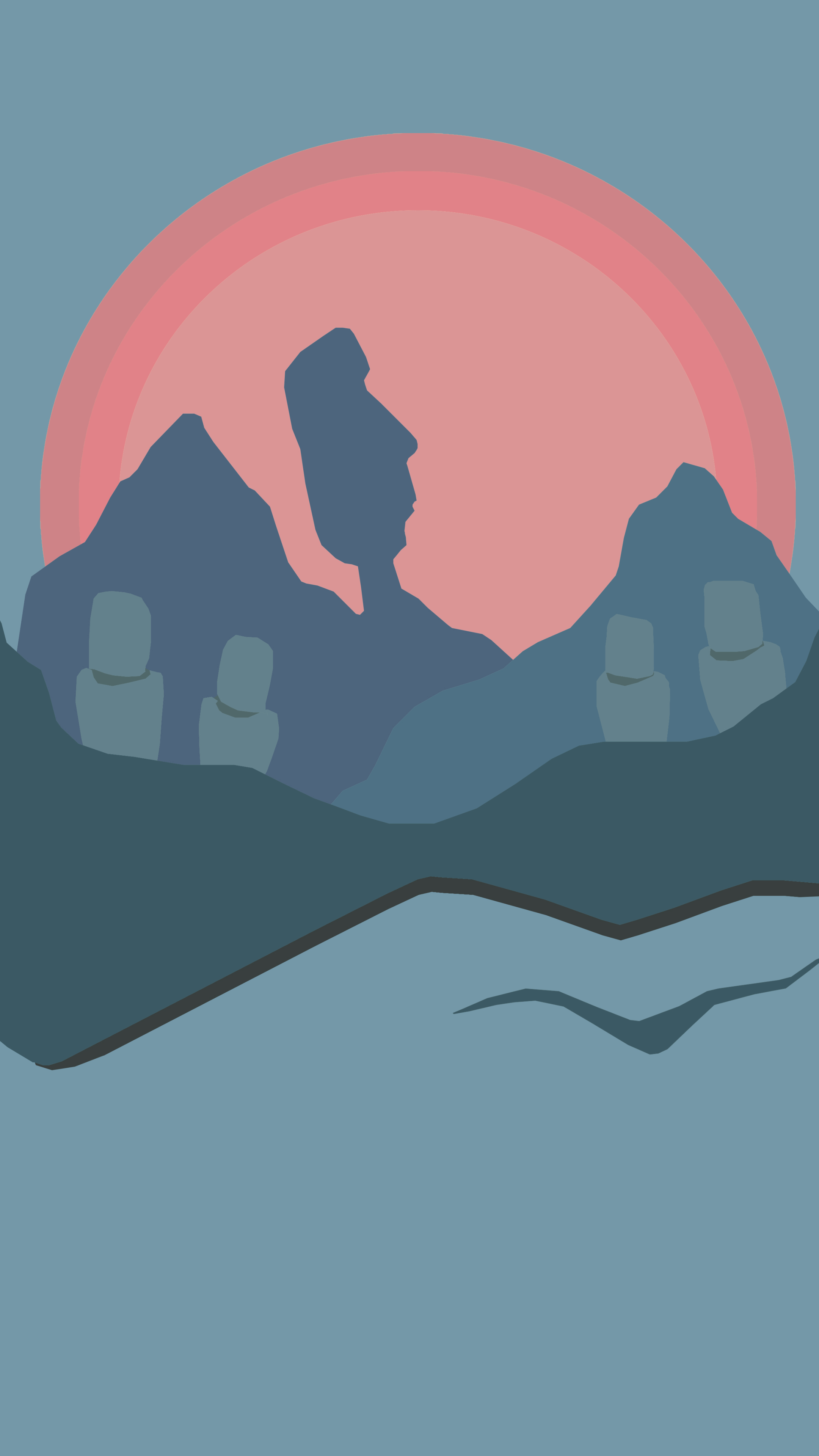 Download mobile wallpaper Mountain, Minimalism, Statue, Artistic for free.