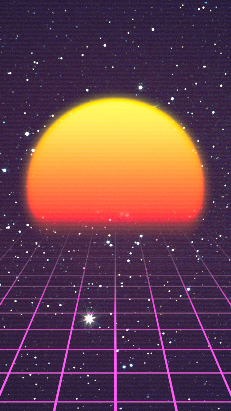 Download mobile wallpaper Sun, Artistic, Retro Wave, Vaporwave for free.