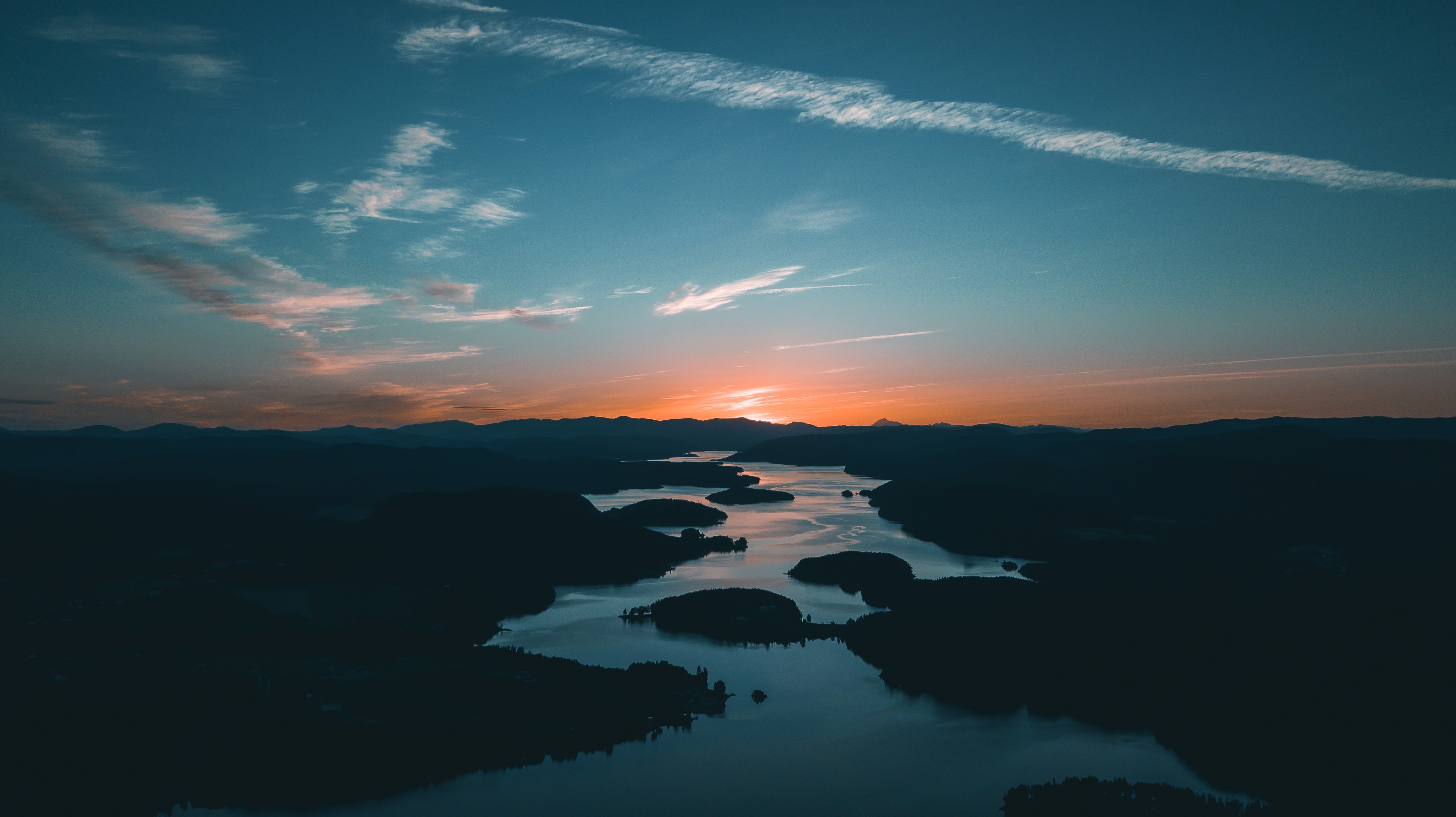 Full HD Wallpaper sunset, rivers, nature, mountains